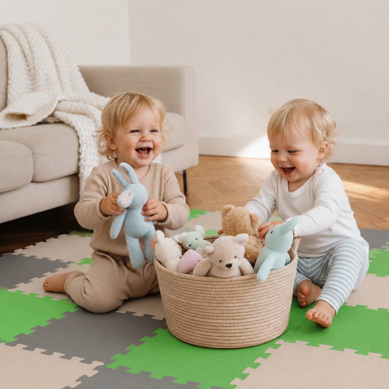 27 Teile Baby Kinder Puzzlematte ab Null - 30x30 Puzzle Spielmatte Krabbelmatte