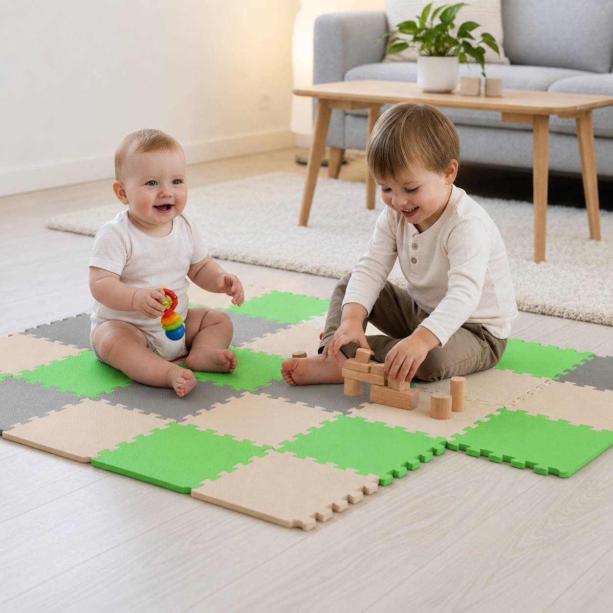 27 Teile Baby Kinder Puzzlematte ab Null - 30x30 Puzzle Spielmatte Krabbelmatte