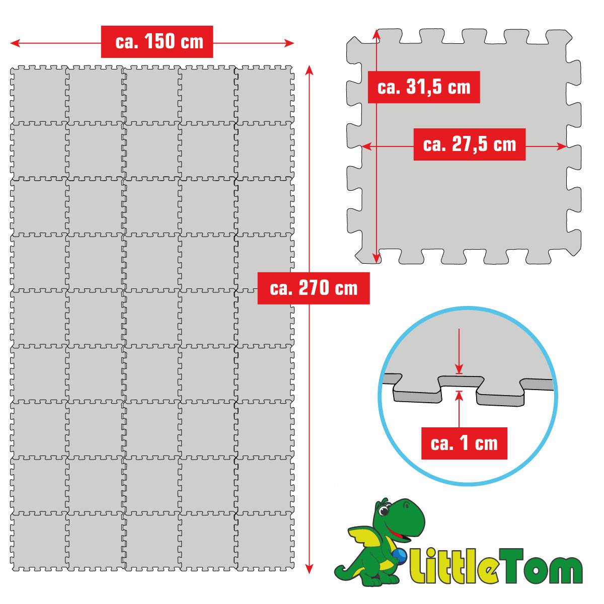 45 Teile Baby Kinder Puzzlematte ab Null - 30x30 Puzzle Spielmatte Krabbelmatte