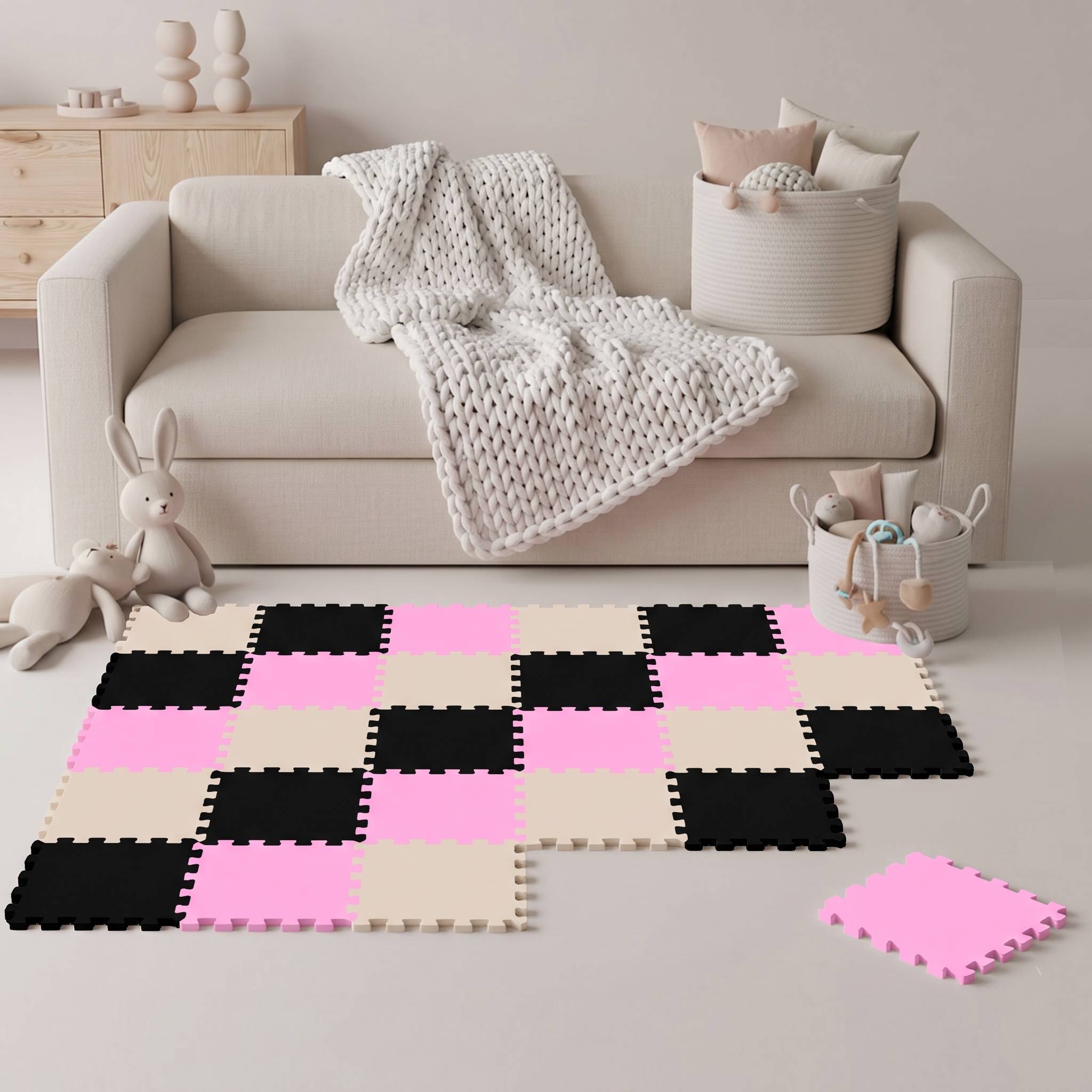 27 Teile Baby Kinder Puzzlematte ab Null - 30x30 Puzzle Spielmatte Krabbelmatte