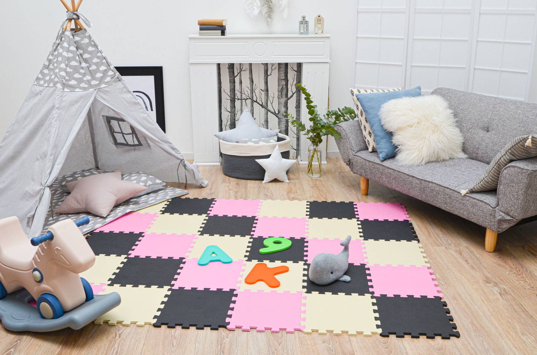 27 Teile Baby Kinder Puzzlematte ab Null - 30x30 Puzzle Spielmatte Krabbelmatte