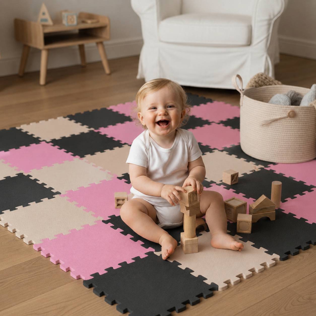 27 Teile Baby Kinder Puzzlematte ab Null - 30x30 Puzzle Spielmatte Krabbelmatte