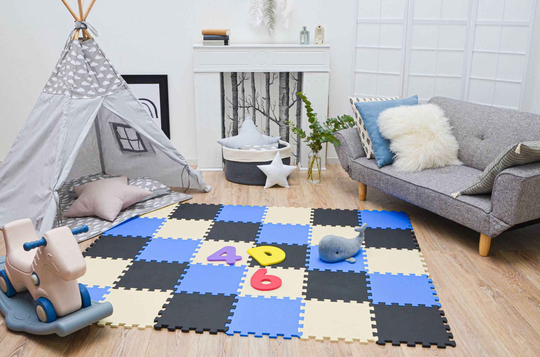 27 Teile Baby Kinder Puzzlematte ab Null - 30x30 Puzzle Spielmatte Krabbelmatte