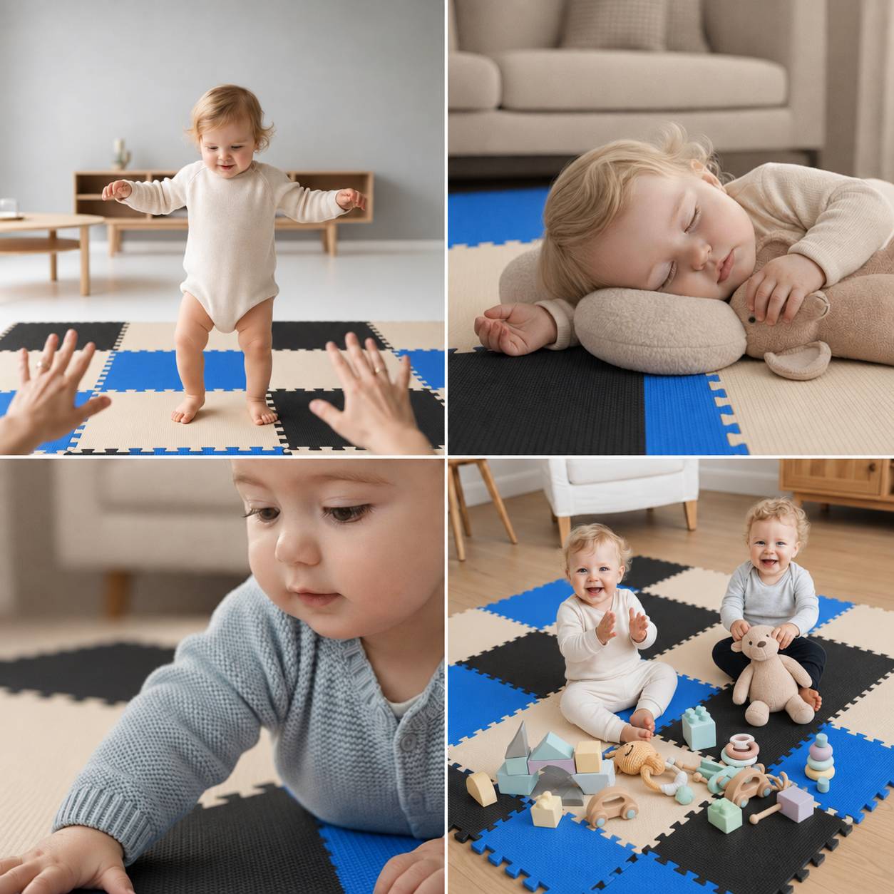 27 Teile Baby Kinder Puzzlematte ab Null - 30x30 Puzzle Spielmatte Krabbelmatte