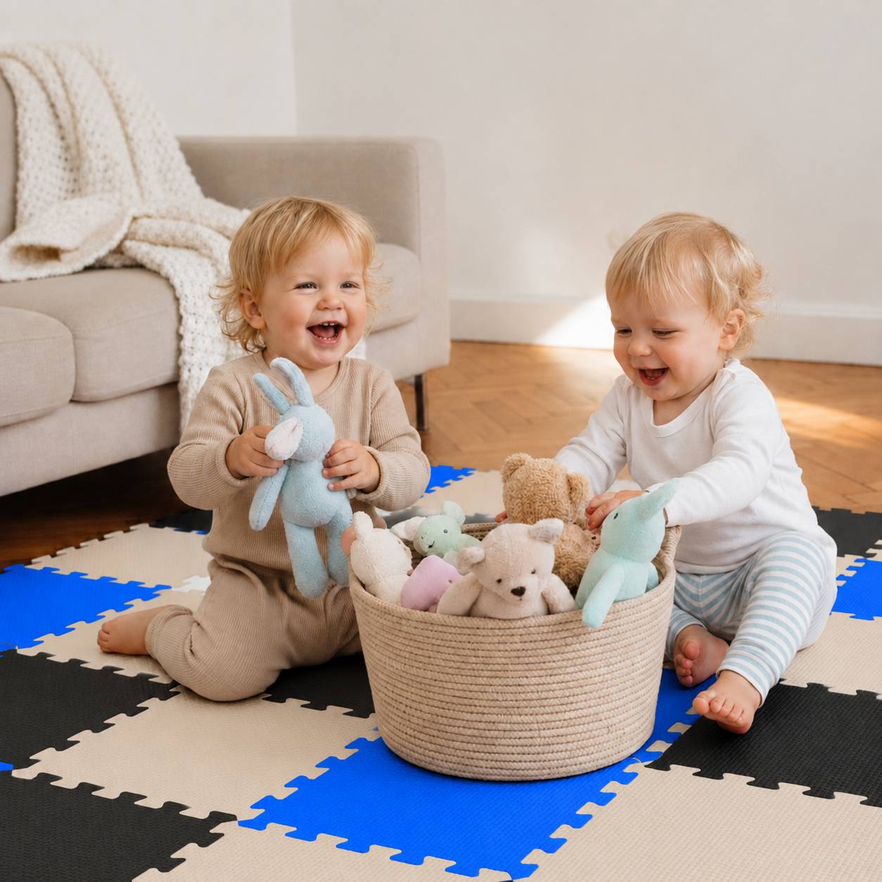 27 Teile Baby Kinder Puzzlematte ab Null - 30x30 Puzzle Spielmatte Krabbelmatte