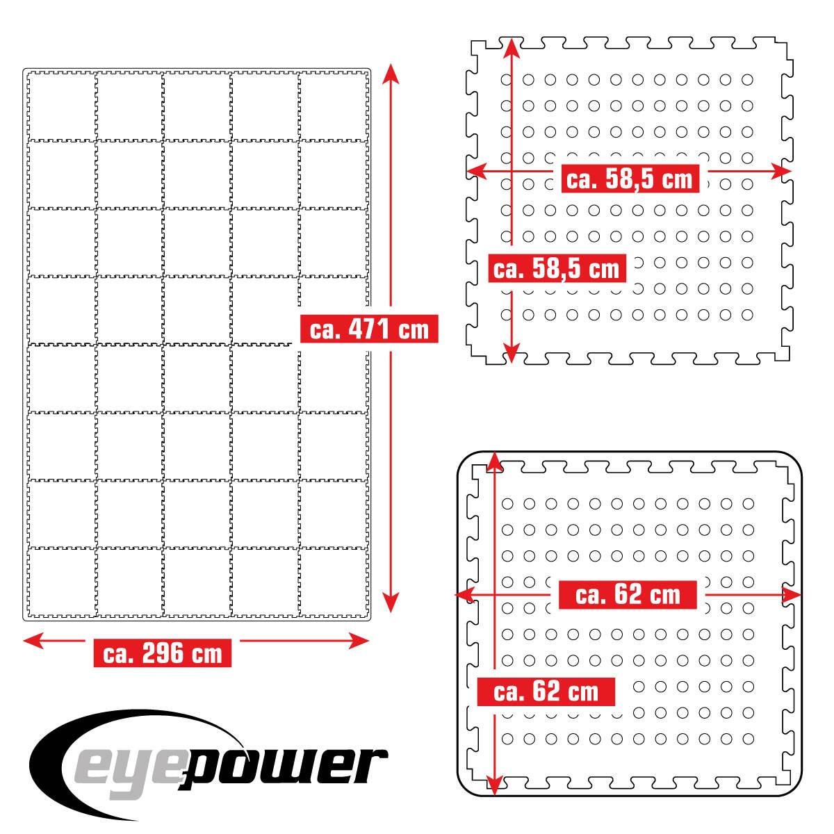 13,9 m² Poolunterlage - 40 EVA Matten 62x62 - Unterlegmatten Set Pool Unterlage