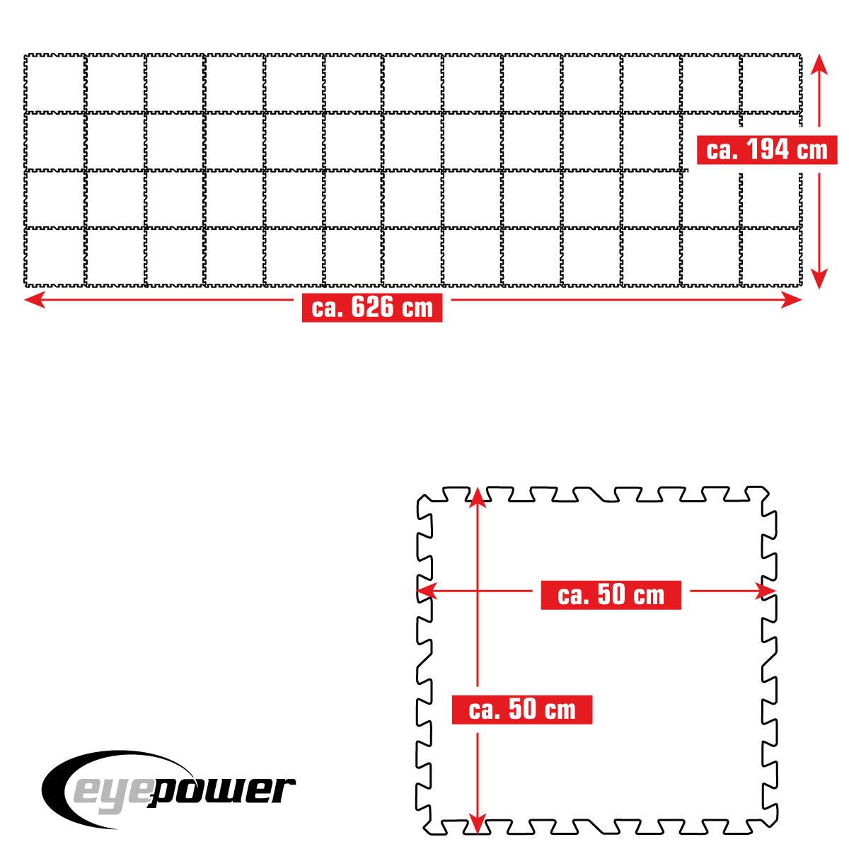 12,1 m² Poolunterlage - 52 EVA Matten 50x50 Pool Unterlage - Unterlegmatten Set