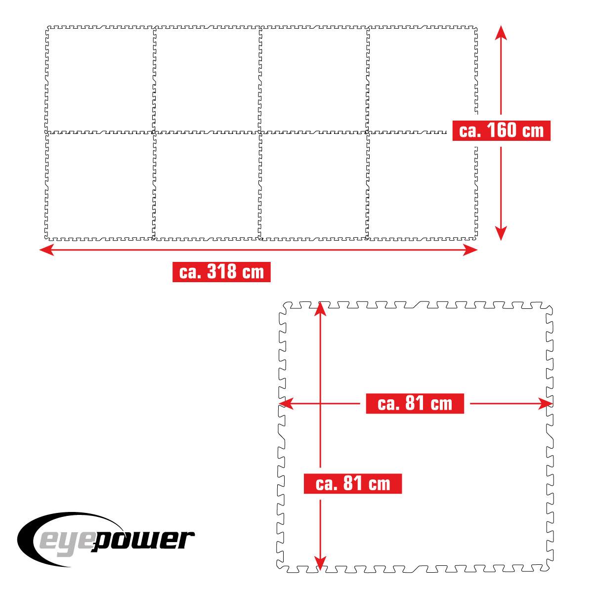 5,1 m² Poolunterlage - 8 EVA Matten 81x81 Pool Unterlage - Unterlegmatten Set
