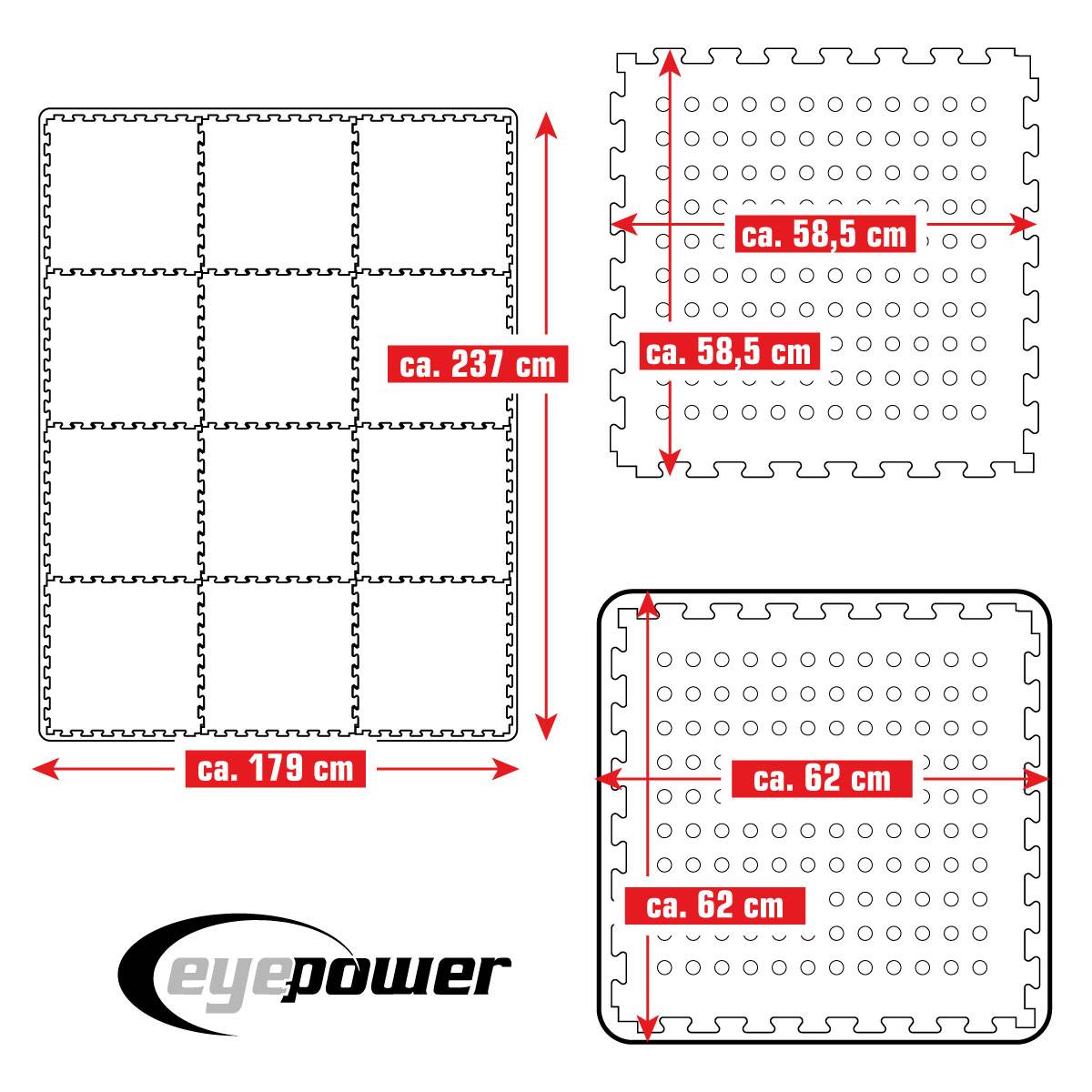 4,2 m² Poolunterlage - 12 EVA Matten 62x62 - Unterlegmatten Set - Pool Unterlage