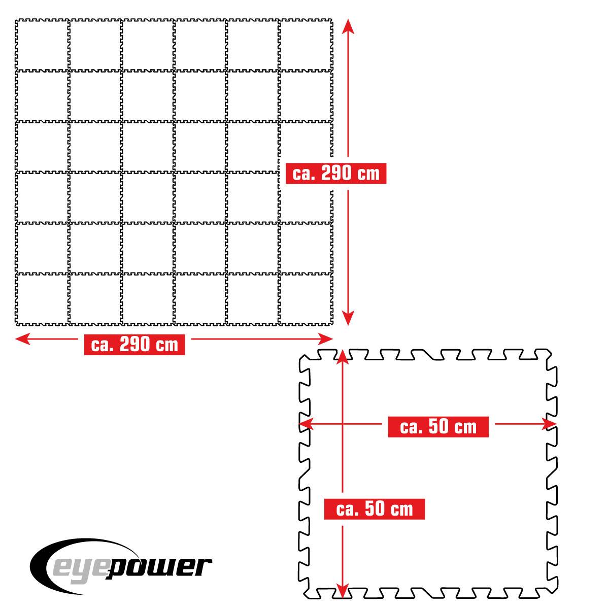 8,4 m² Poolunterlage - 36 EVA Matten 50x50 Pool Unterlage - Unterlegmatten Set
