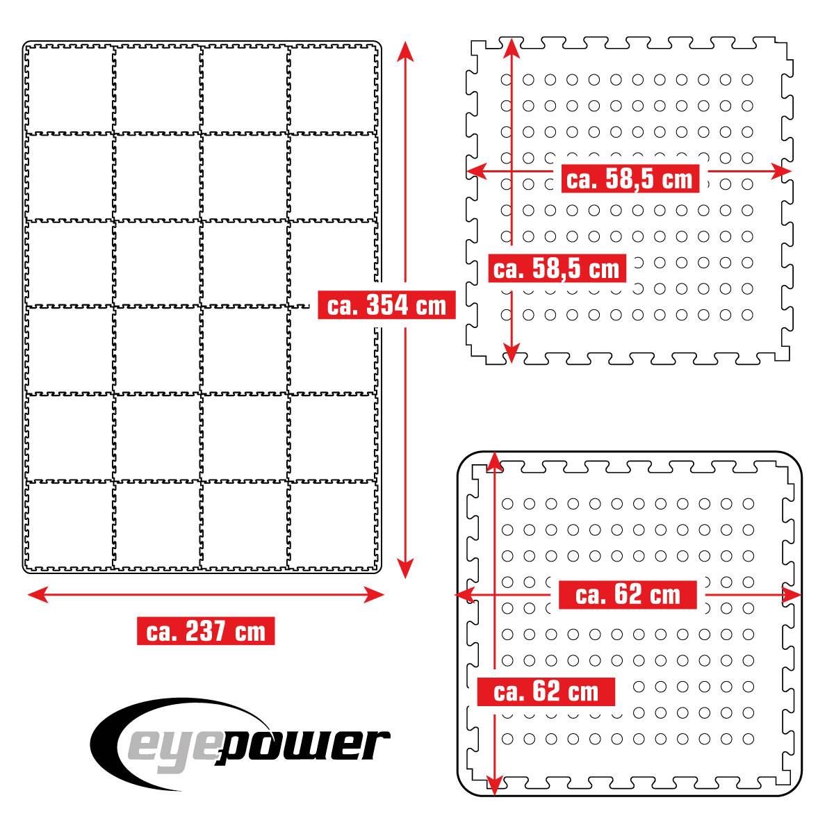 8,4 m² Poolunterlage - 24 EVA Matten 62x62 - Unterlegmatten Set - Pool Unterlage