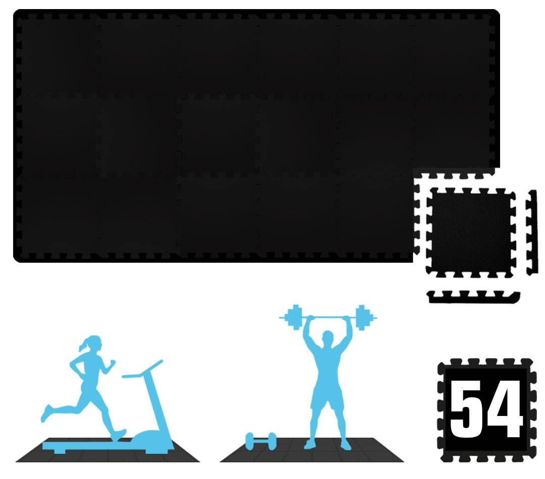 54x Fitness Bodenschutzmatte - 30x30 EVA Matte Sport Bodenmatte für Fitnessraum