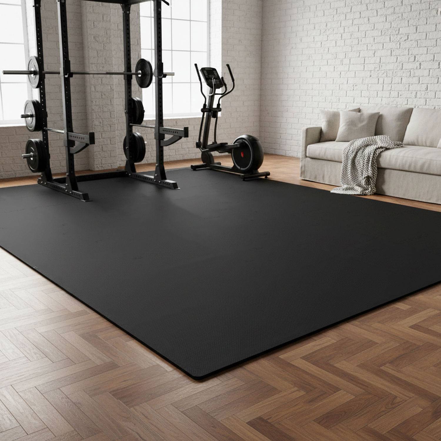 18 Puzzlematten Bodenschutz Fitness - 30x30 Schwarz - Sport Bodenmatte Home Gym