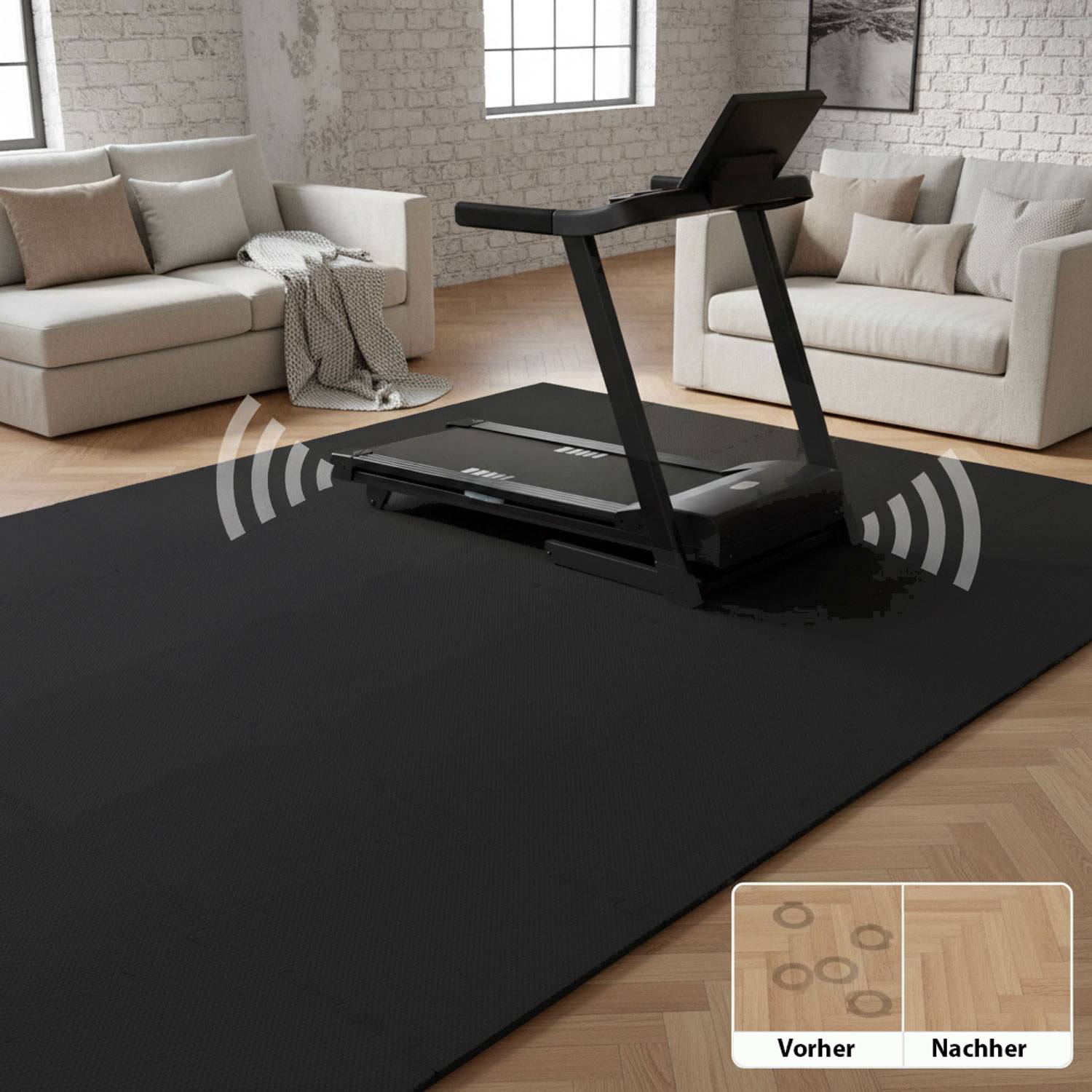 18 Puzzlematten Bodenschutz Fitness - 30x30 Schwarz - Sport Bodenmatte Home Gym