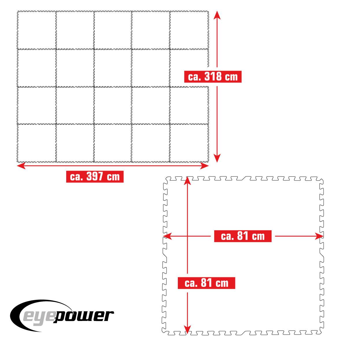 12,6 m² Poolunterlage - 20 EVA Matten 81x81 Pool Unterlage - Unterlegmatten Set