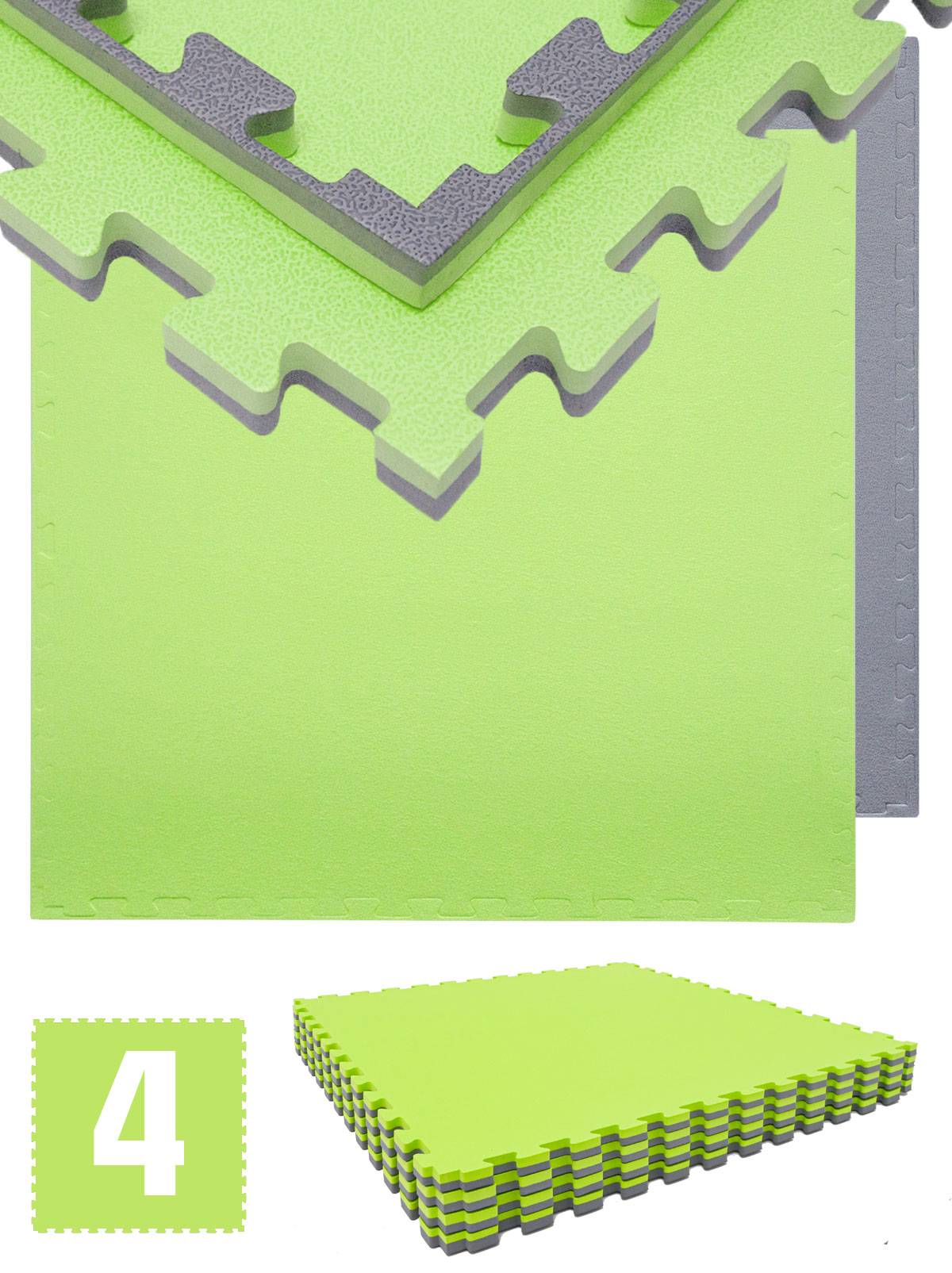 3.2qm Profi Fitnessmatte 2cm - 4er Set 90x90 Bodenschutzmatte für Fitnessgeräte