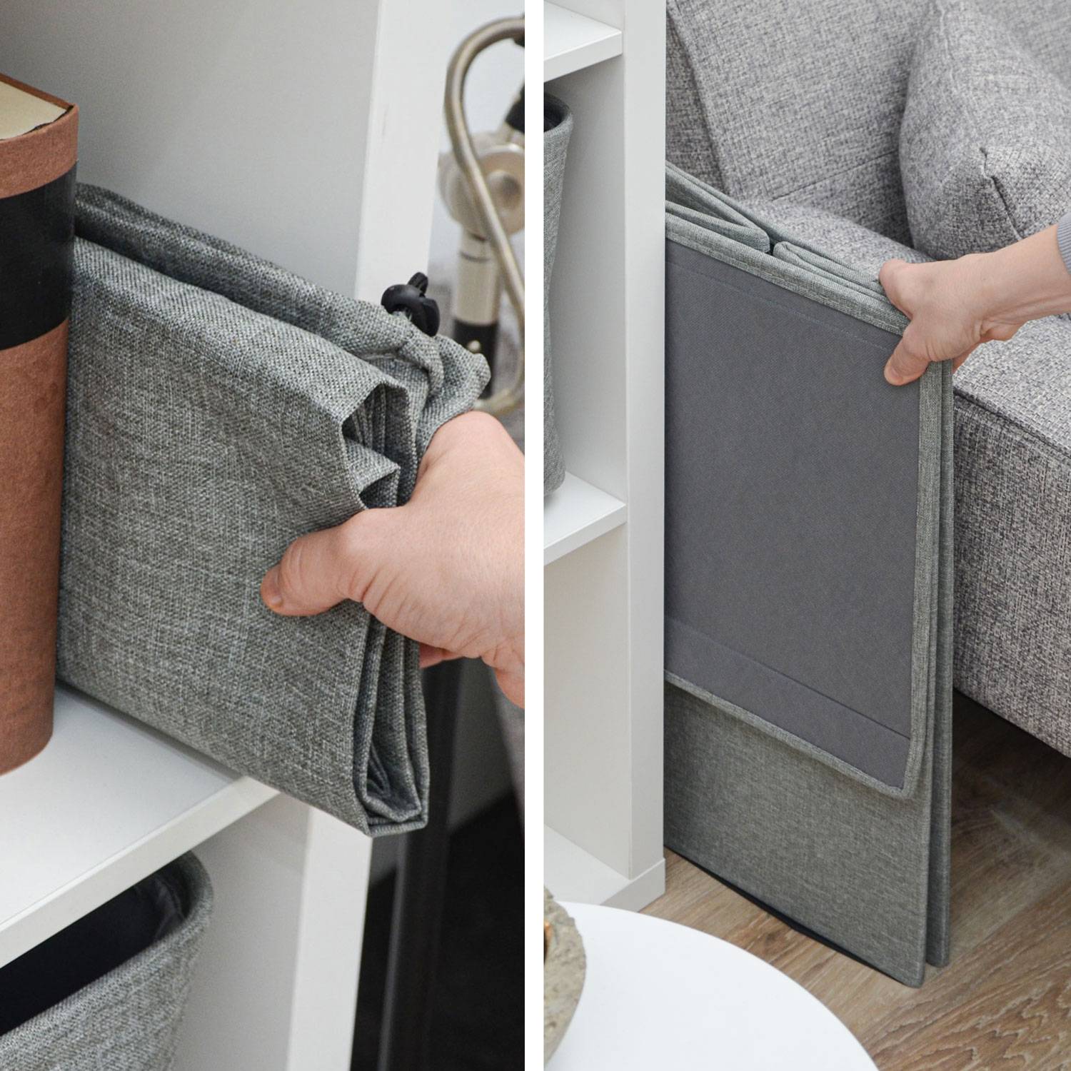 50L Wäschekorb mit Deckel und Wäschesack - 30x30x60 Wäschesammler Grau - Faltbar