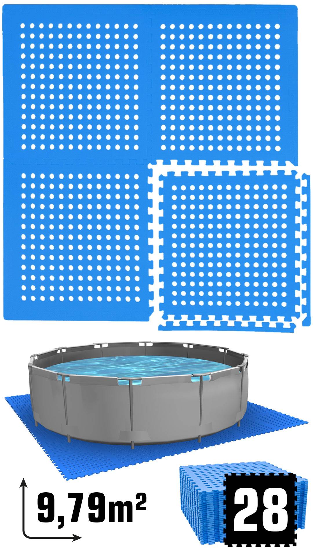 Poolunterlage für 244 cm Pool - 28 EVA Matten - 1cm Outdoor Unterlegmatten Set