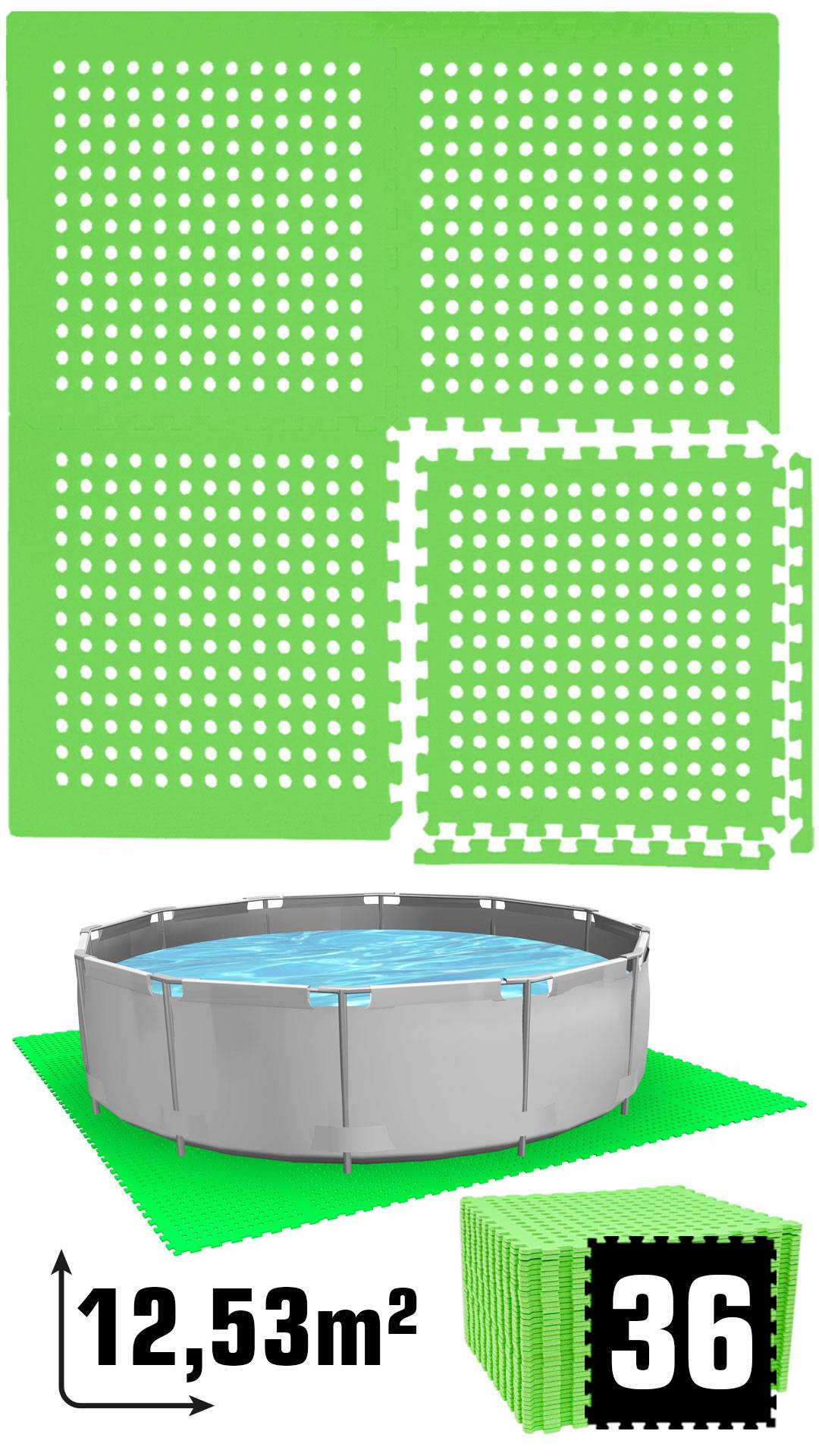Poolunterlage für 305 cm Pool - 36 EVA Matten - 1cm Outdoor Unterlegmatten Set
