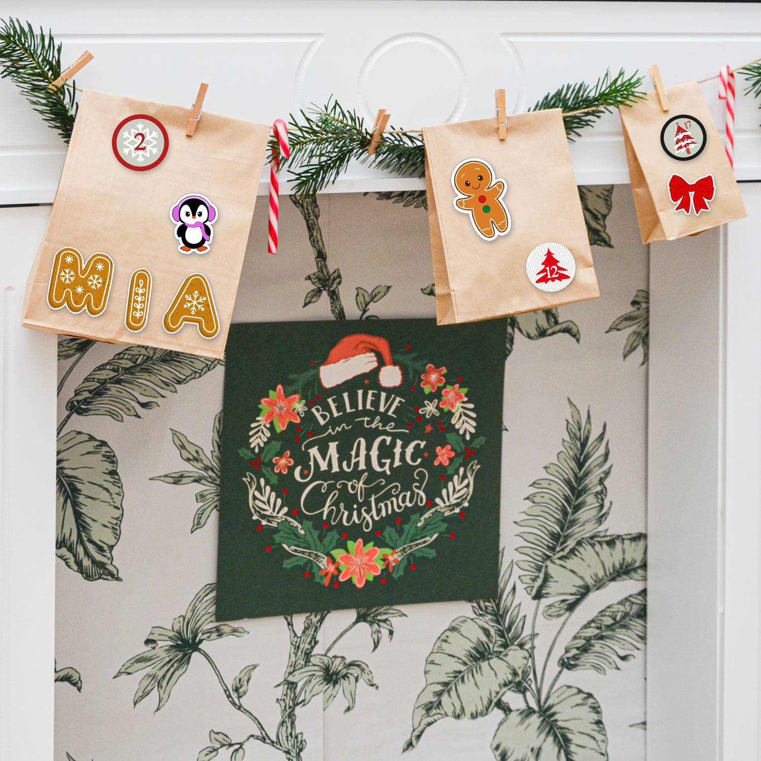 DIY Adventskalender zum Befüllen - 24 Papiertüten in 3 Größen Sticker Bastelset