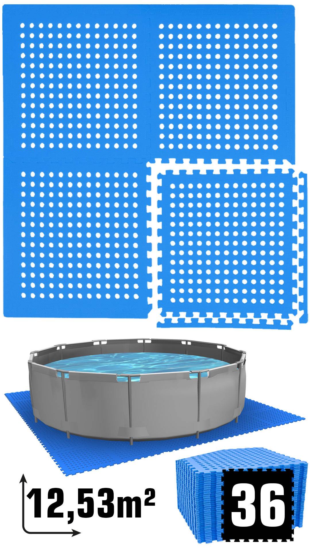 Poolunterlage für 305 cm Pool - 36 EVA Matten - 1cm Outdoor Unterlegmatten Set