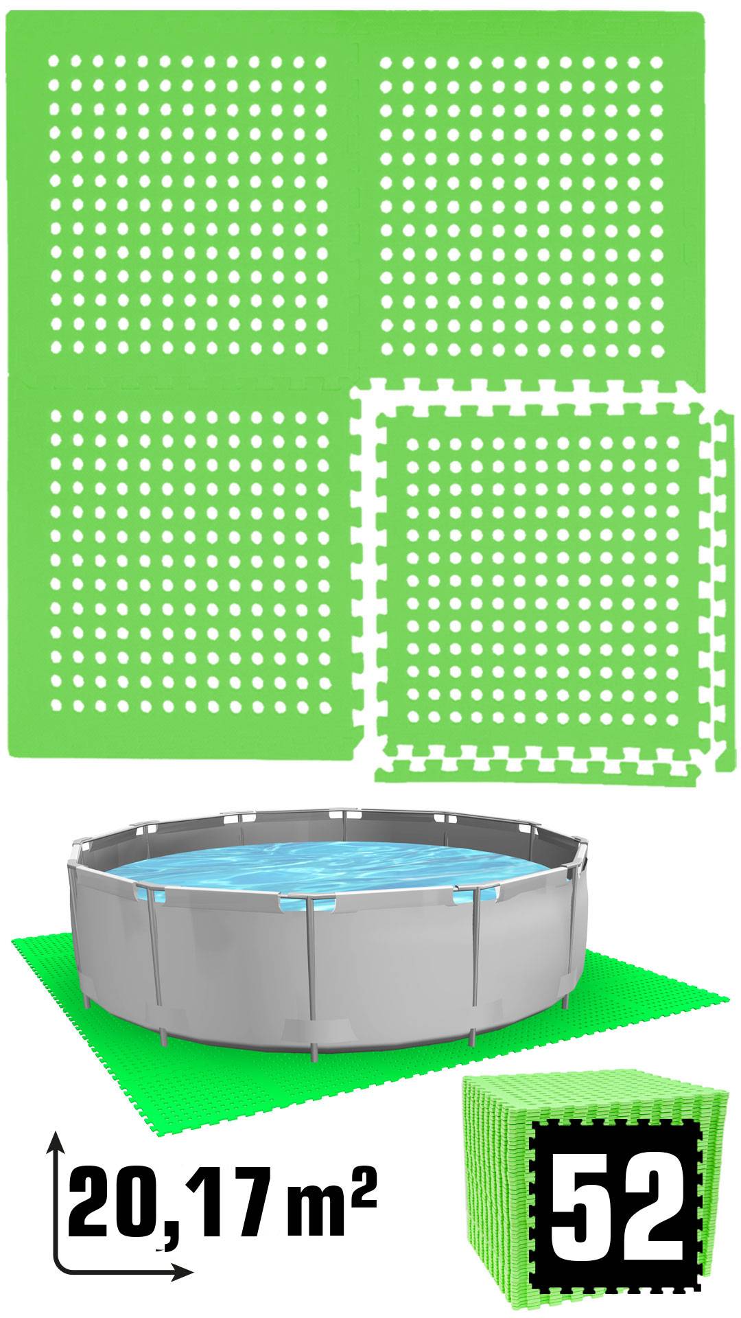 Poolunterlage für 366 cm Pool - 52 EVA Matten - 1cm Outdoor Unterlegmatten Set