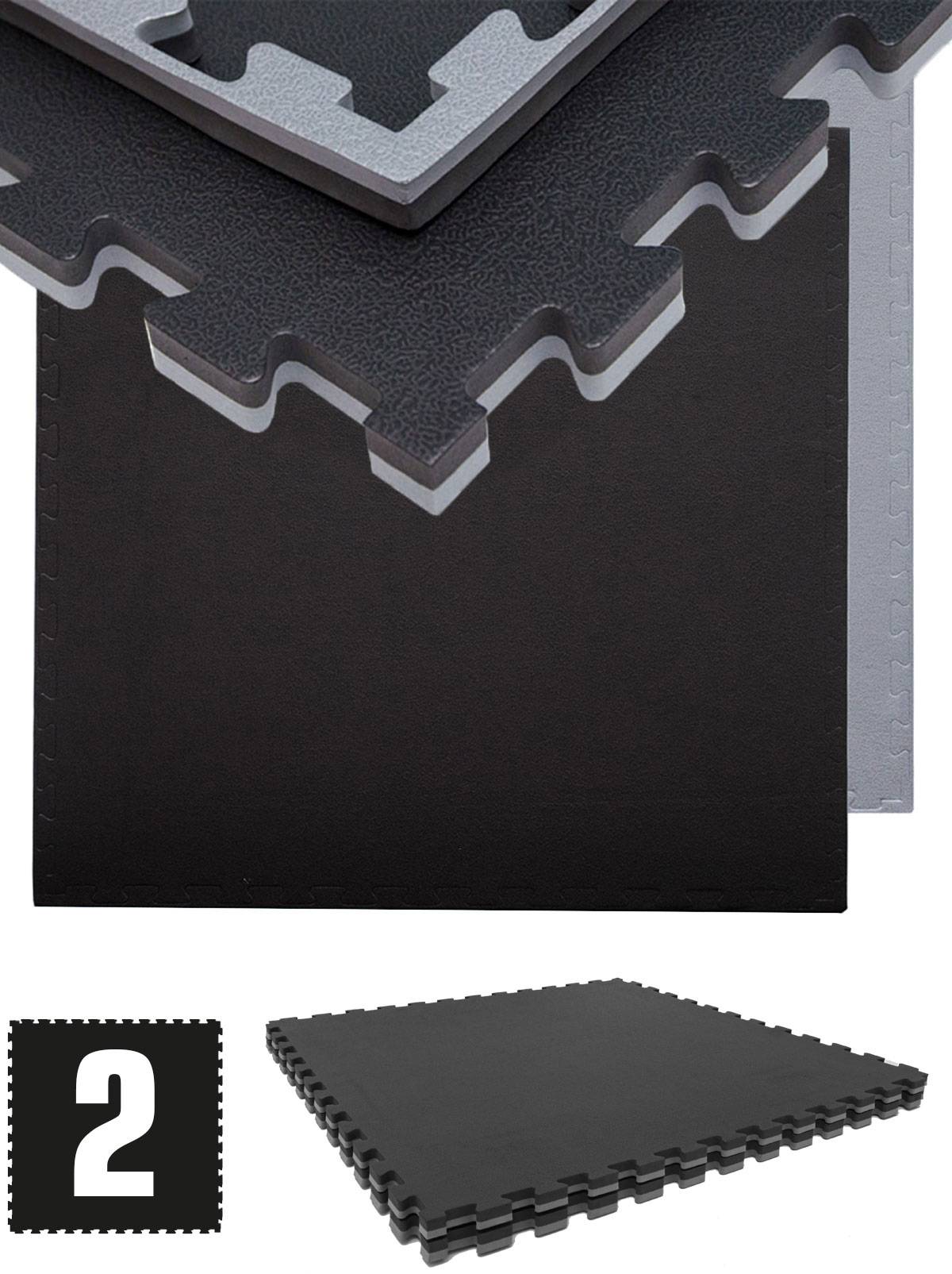 1.6qm Profi Fitnessmatte 2cm - 2er Set 90x90 Bodenschutzmatte für Fitnessgeräte