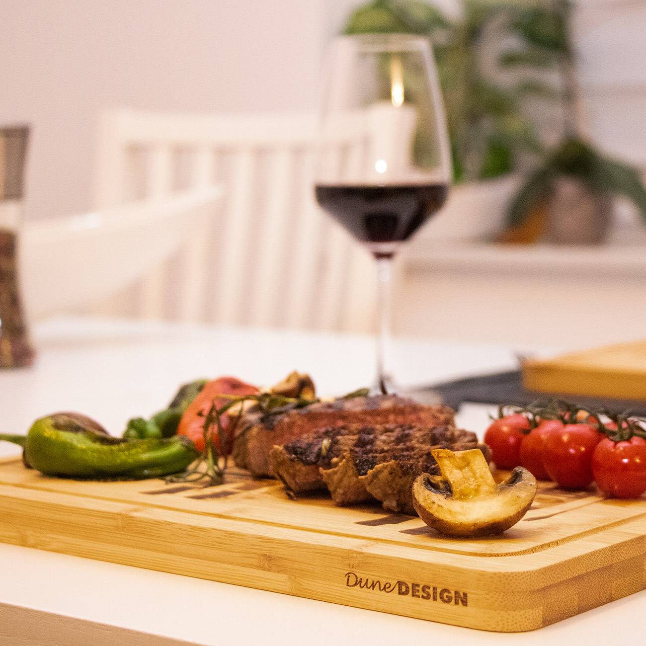 4x Bambus Steakteller Holz Massiv 33x23 - 2cm Grill Servierplatte Burger Brett