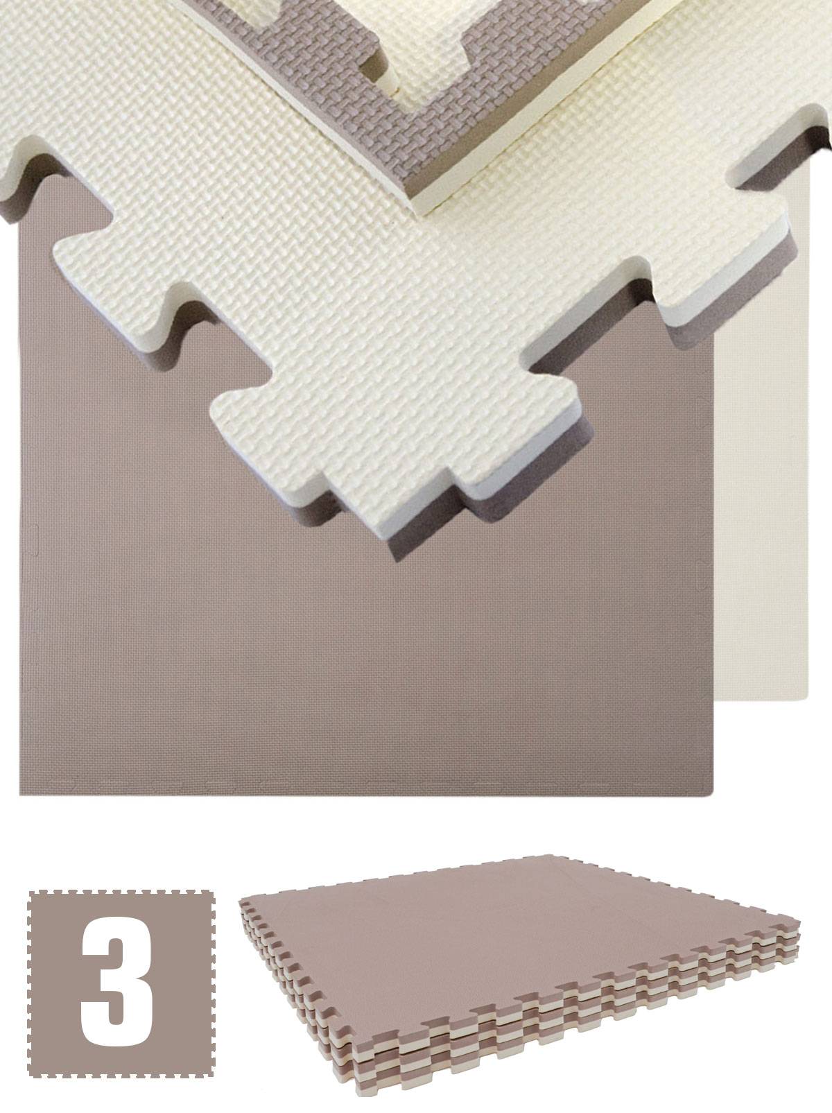 2,5cm Fitnessmatte 2,4qm - 3er Set 90x90cm Bodenschutzmatte - Fitness Bodenmatte