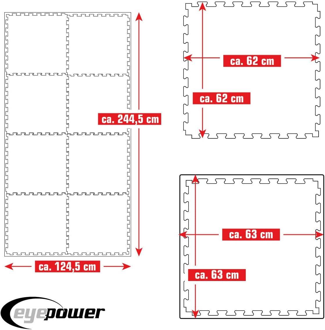 3.2qm Kampfsportmatte 2cm - 8 Judo Matten für Zuhause 63x63 Home Gym Dojo Matte