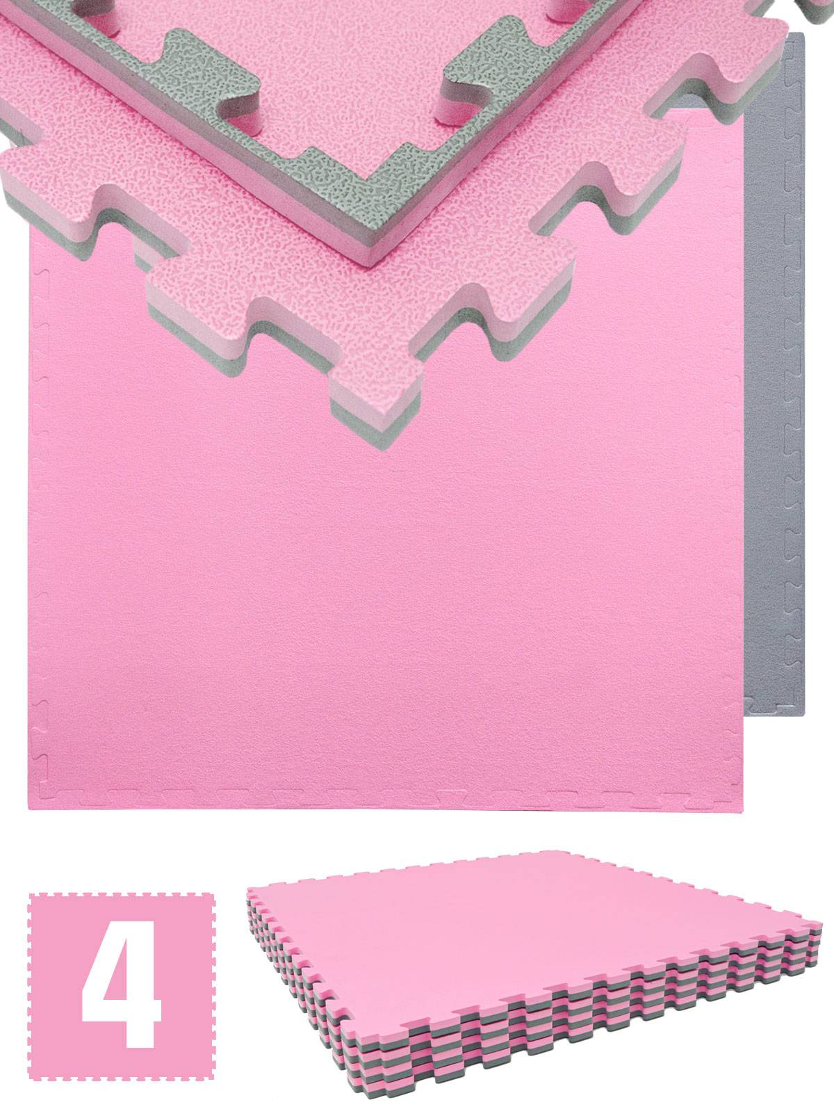 3.2qm Profi Fitnessmatte 2cm - 4er Set 90x90 Bodenschutzmatte für Fitnessgeräte