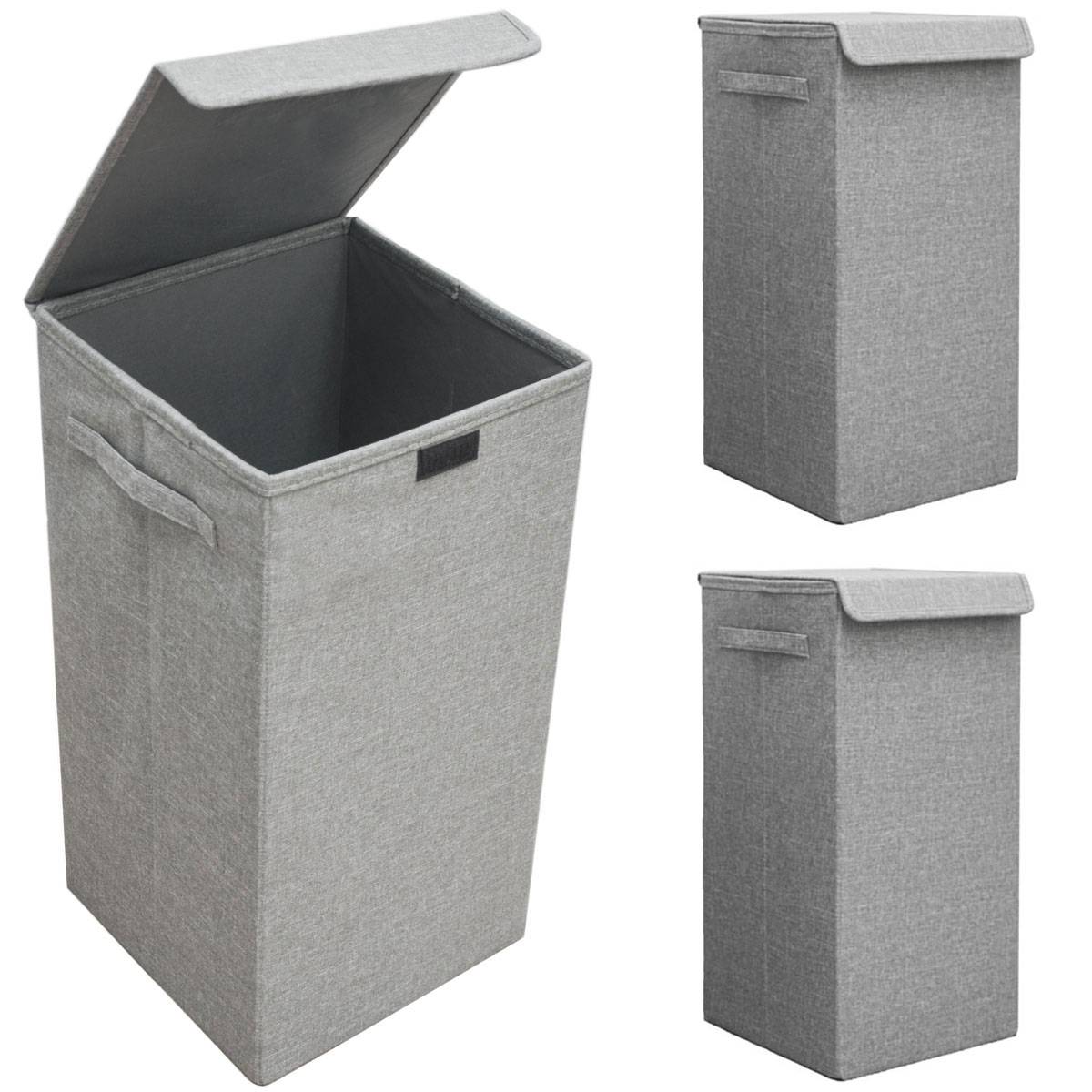 2er Set 50L Wäschekorb mit Deckel 30x30x60 - XXL Wäschesammler Wäschebox Faltbar