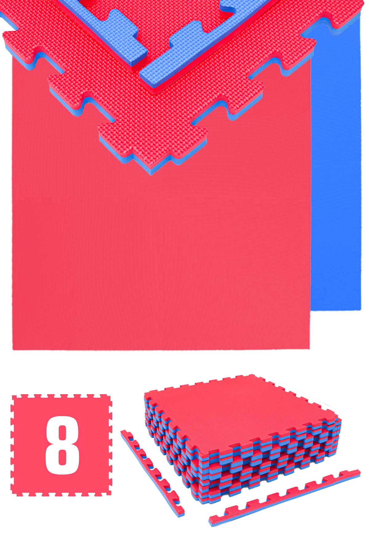 3.2qm Profi Fitnessmatte 2cm - 8er Set 63x63 Bodenschutzmatte für Fitnessgeräte