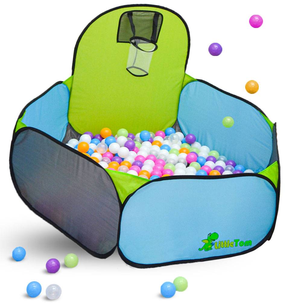 Bällebad mit Basketball Korb - 300 Bälle - 120x100cm Basketball Bällepool Baby