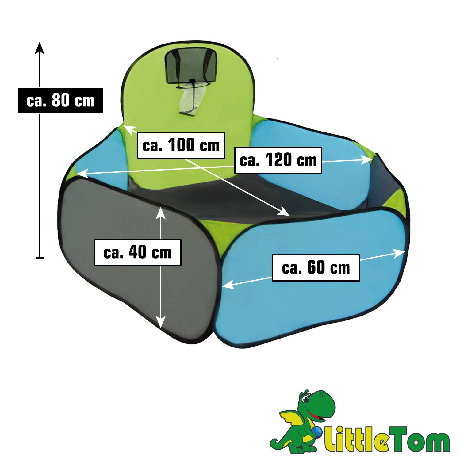 Bällebad mit Basketball Korb - 300 Bälle - 120x100cm Basketball Bällepool Baby
