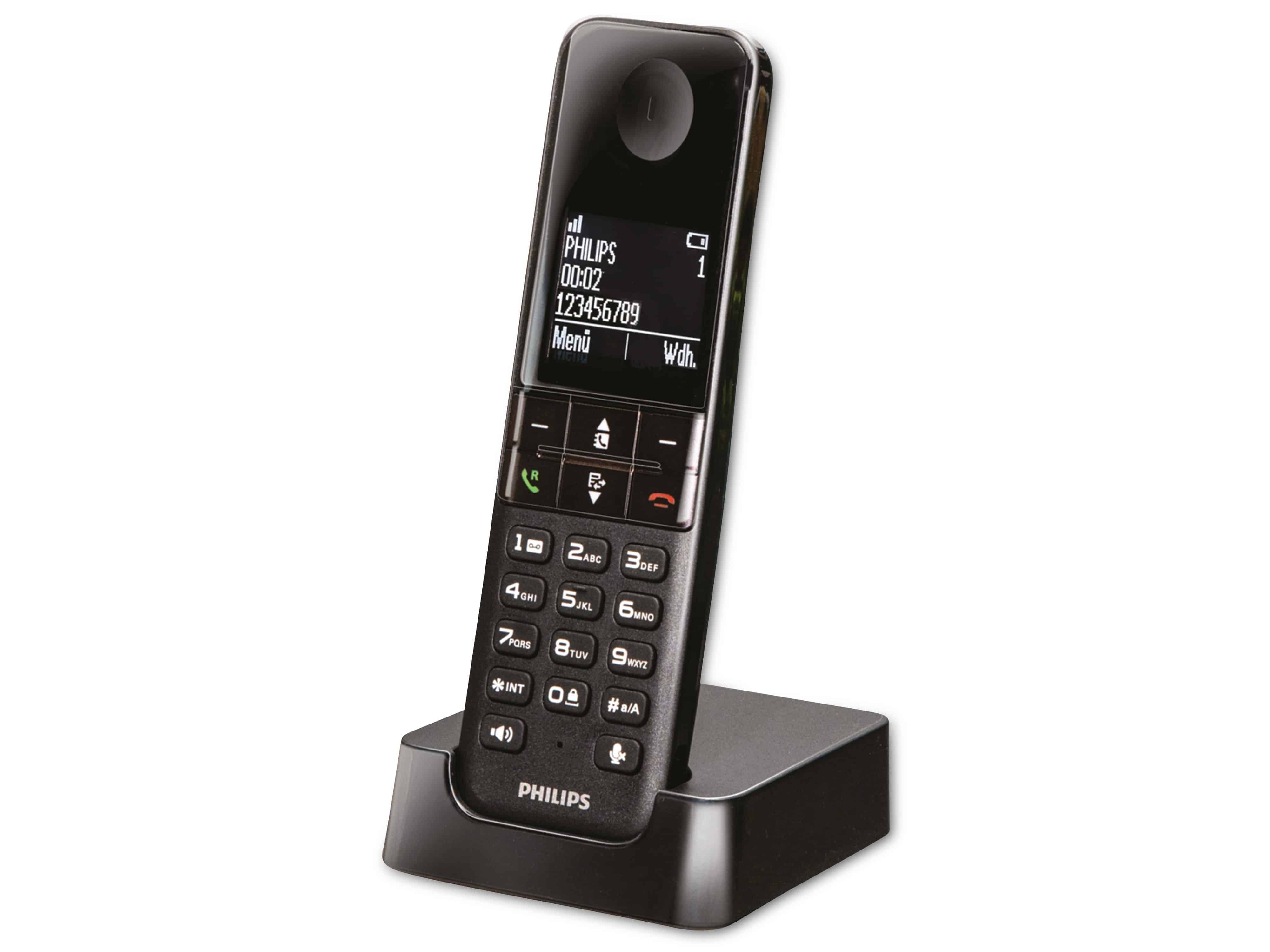 PHILIPS DECT-Telefon D4701B, 1 Mobilteil, schwarz