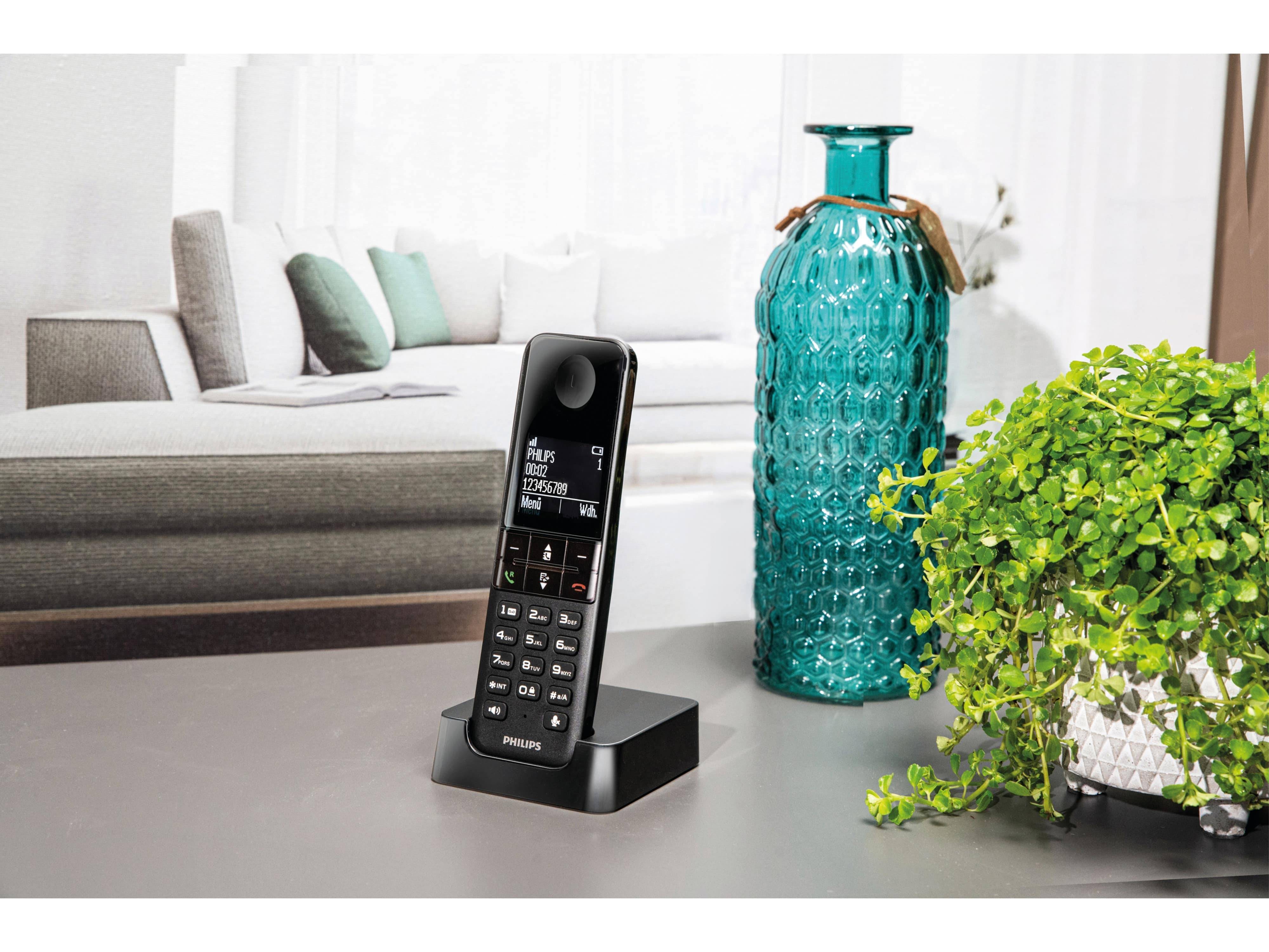 PHILIPS DECT-Telefon D4701B, 1 Mobilteil, schwarz