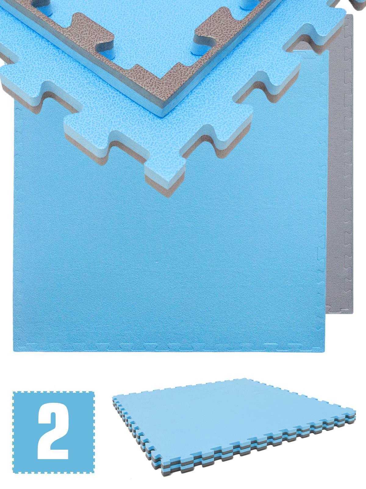 1.6qm Profi Fitnessmatte 2cm - 2er Set 90x90 Bodenschutzmatte für Fitnessgeräte