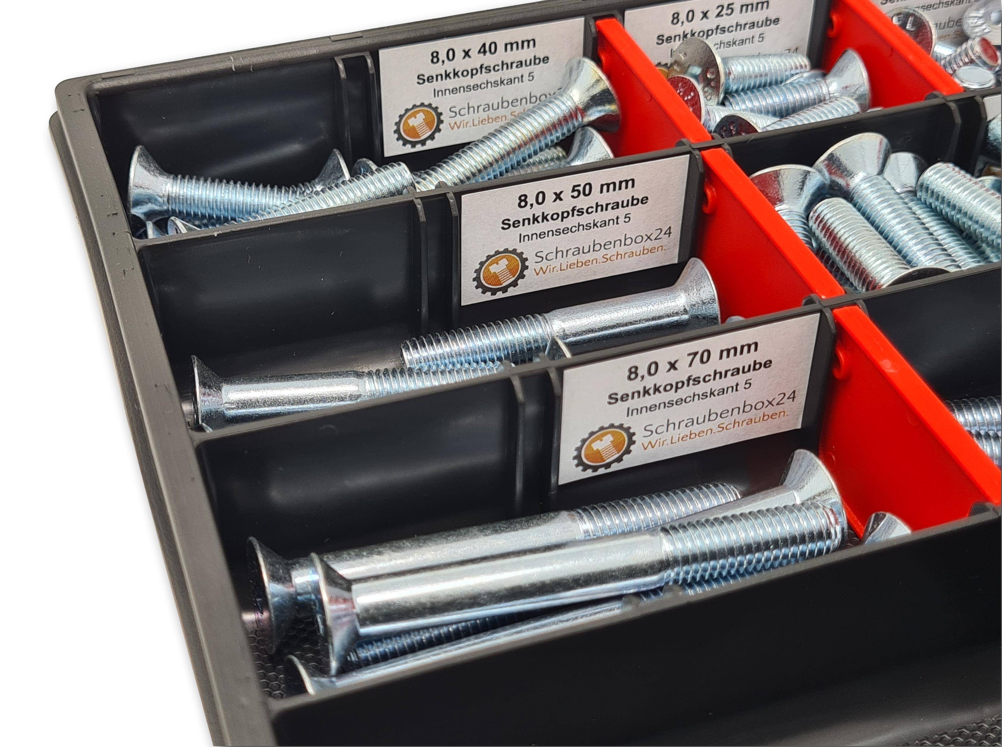 Senkkopfschrauben Sortiment M6-M8 // 10mm-70mm 160 tlg. Schraubenbox