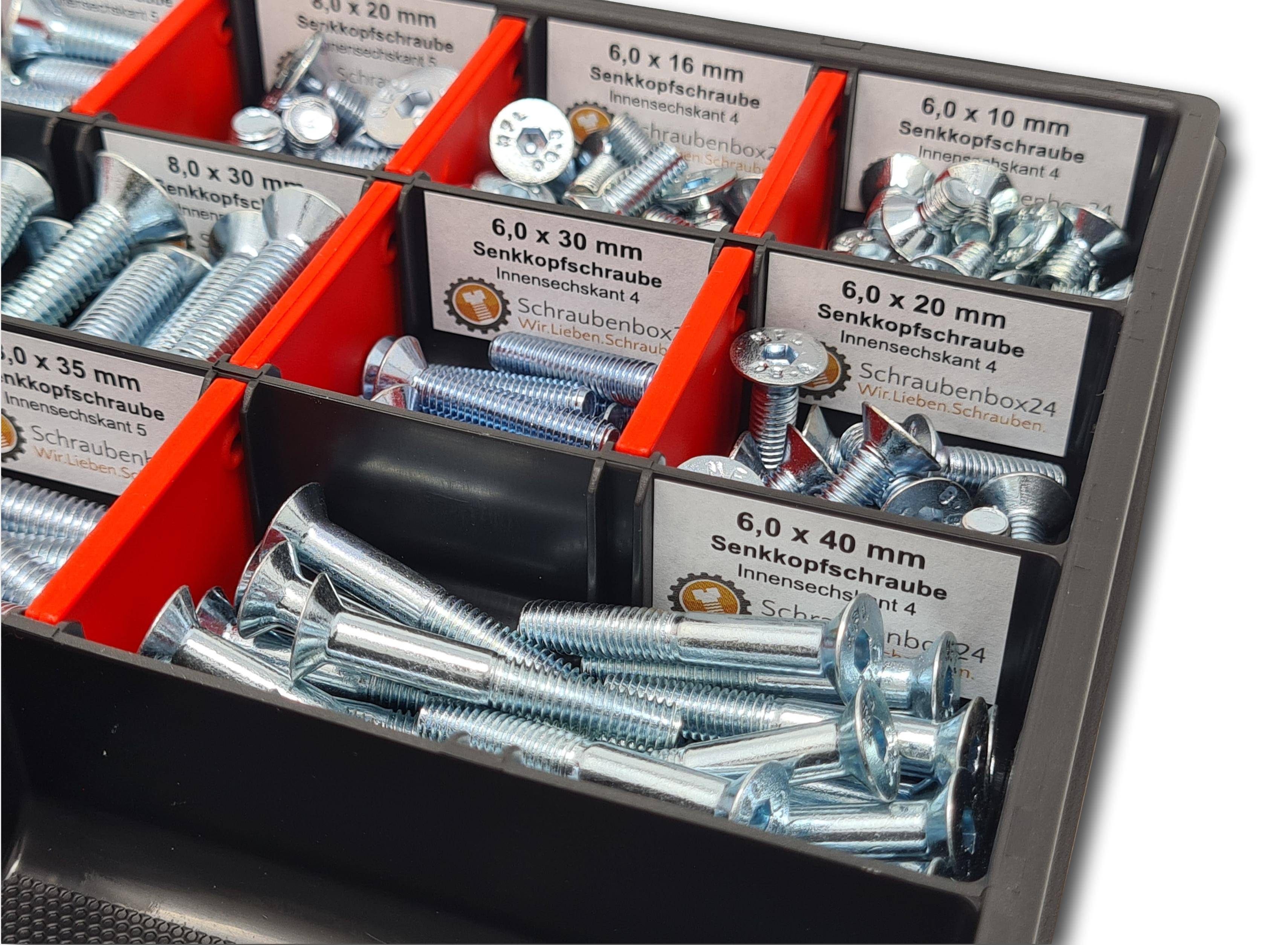 Senkkopfschrauben Sortiment M6-M8 // 10mm-70mm 160 tlg. Schraubenbox