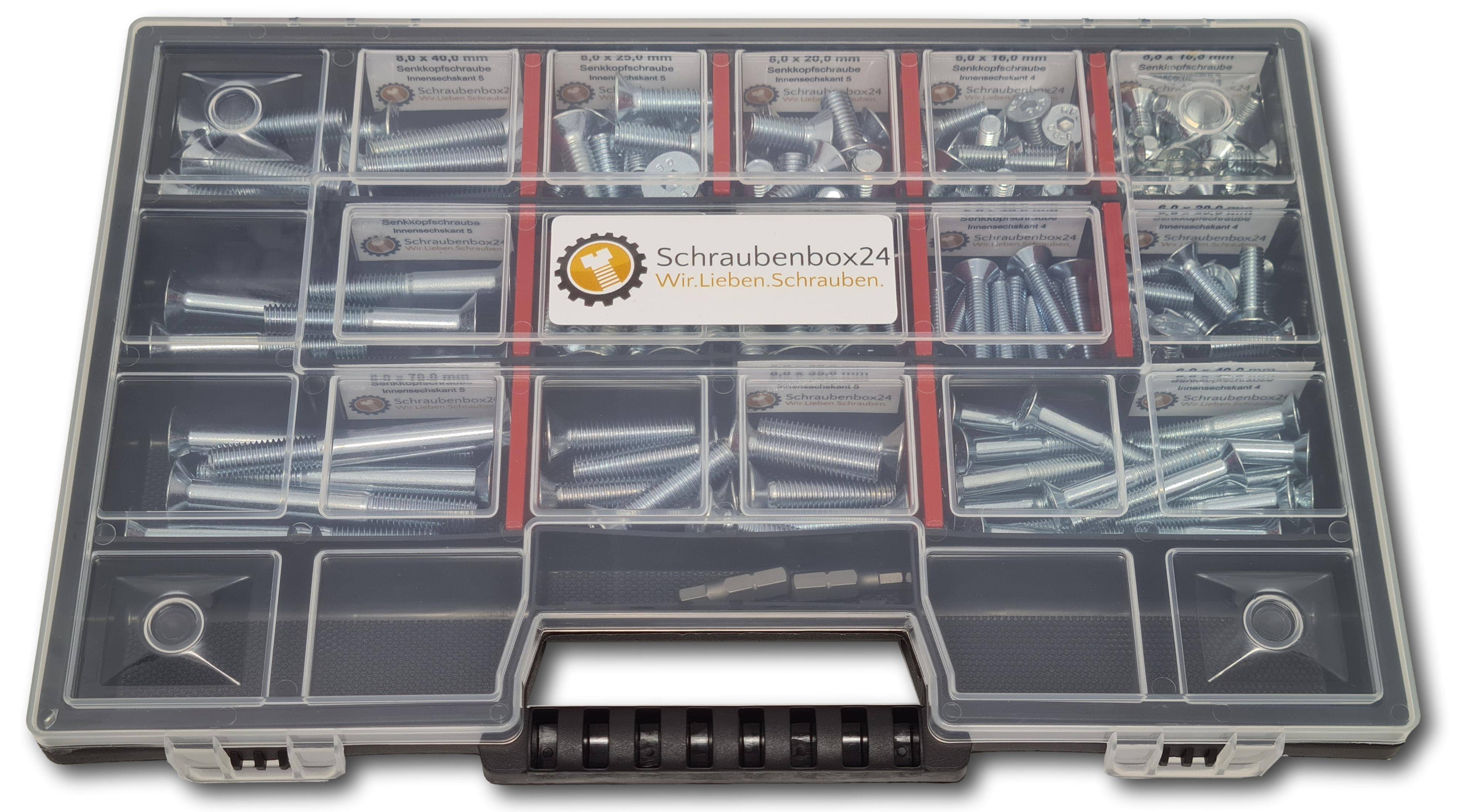 Senkkopfschrauben Sortiment M6-M8 // 10mm-70mm 160 tlg. Schraubenbox