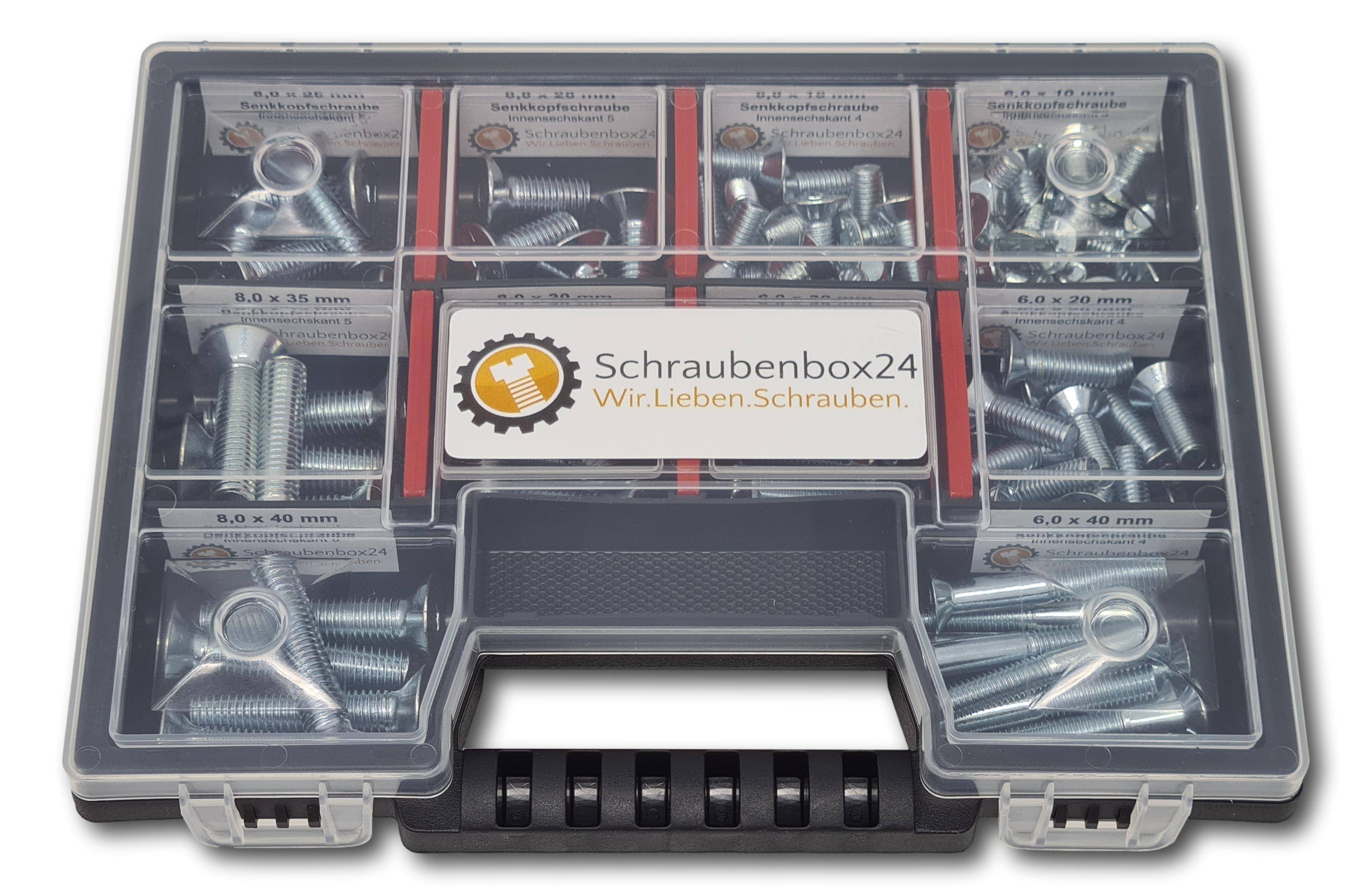 Senkkopfschrauben Sortiment M6-M8 // 10mm-40mm 105 tlg. Schraubenbox