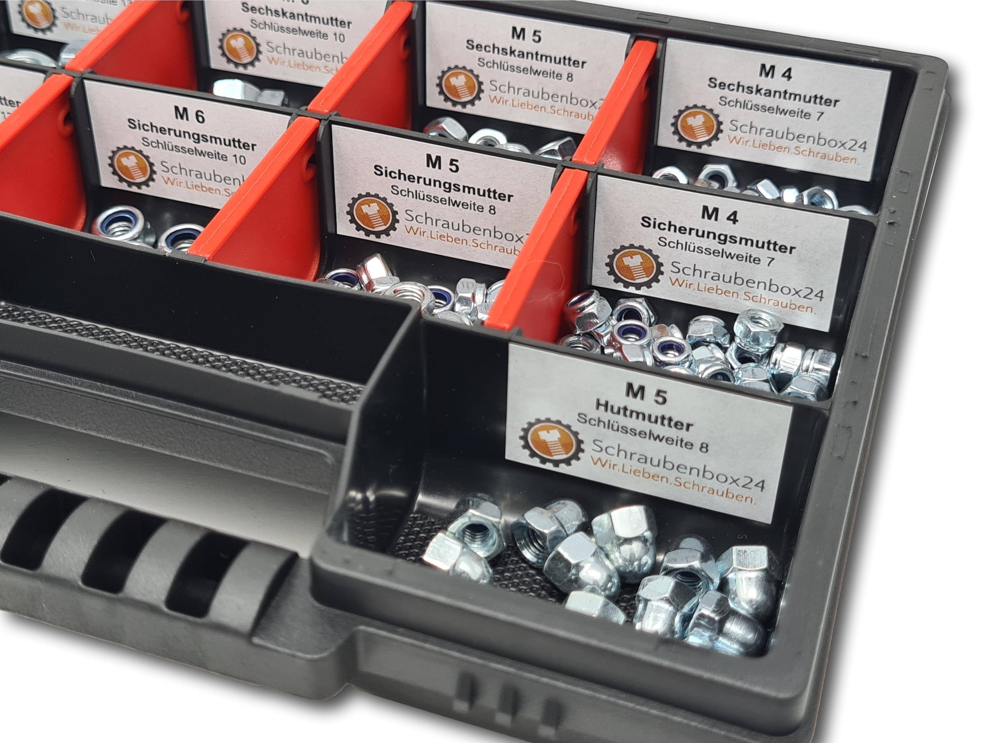 Muttern Sortiment M4-M5-M6-M8 235 tlg. Schraubenbox
