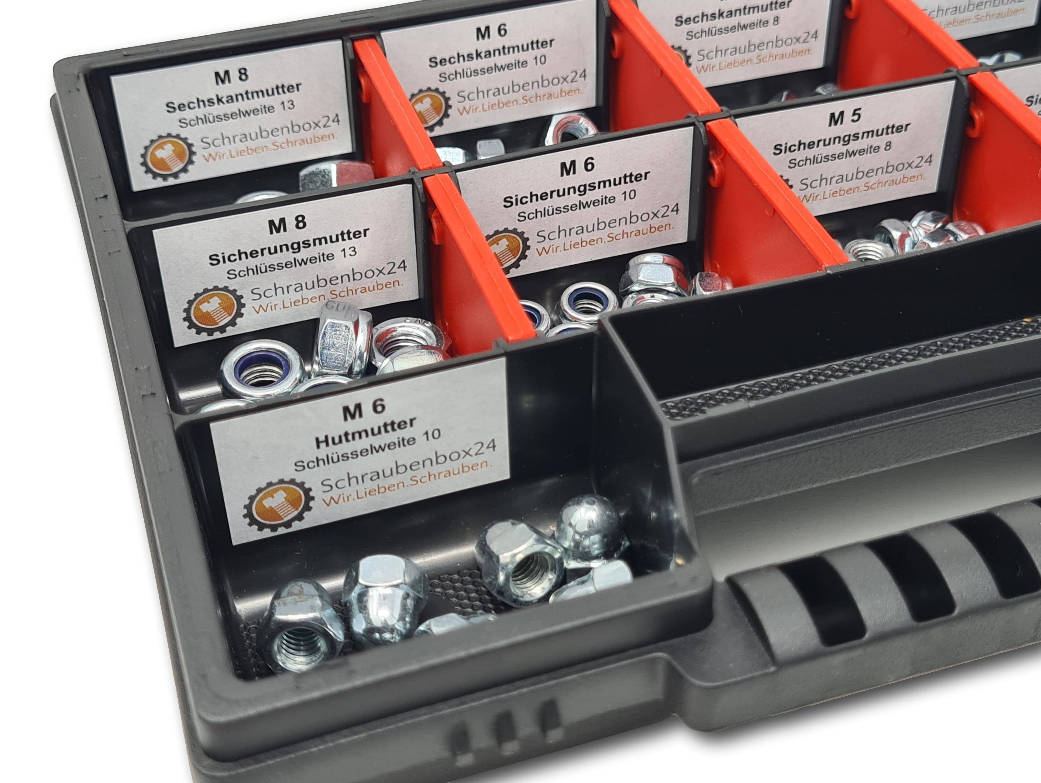 Muttern Sortiment M4-M5-M6-M8 235 tlg. Schraubenbox