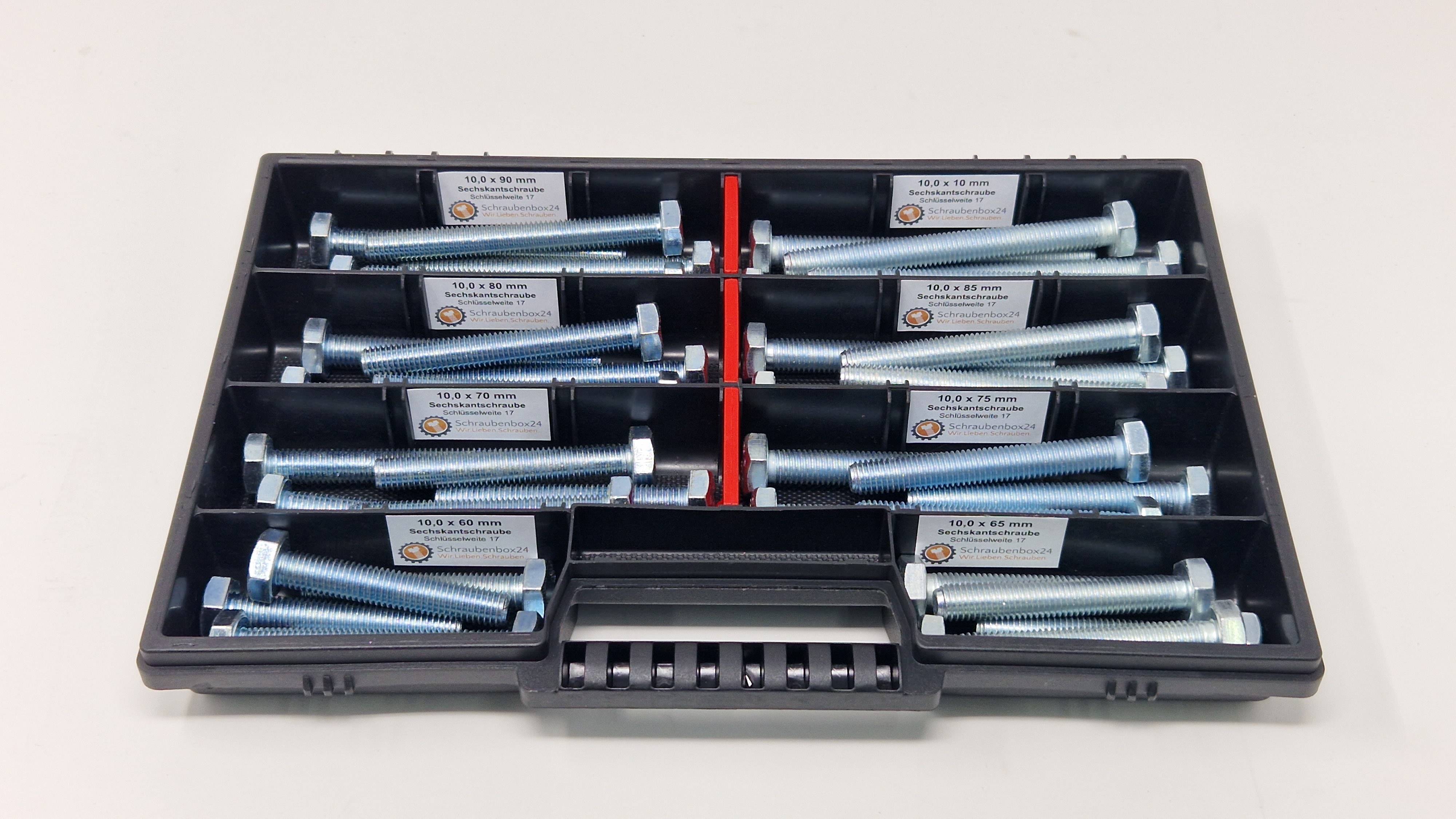 Sechskantschrauben Sortiment M10 //60mm-100mm 40 tlg. Schraubenbox DIN 933