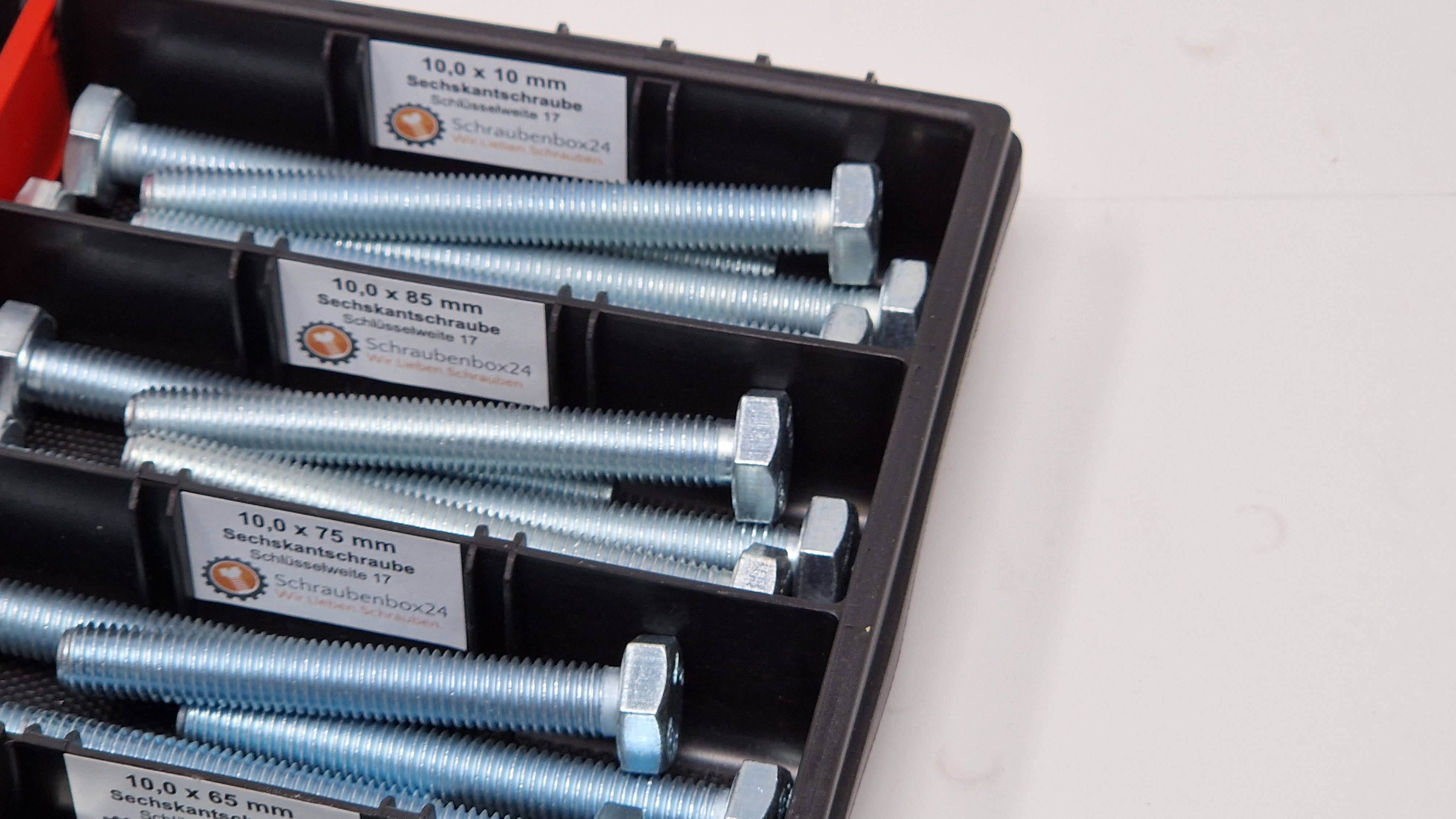 Sechskantschrauben Sortiment M10 //60mm-100mm 40 tlg. Schraubenbox DIN 933