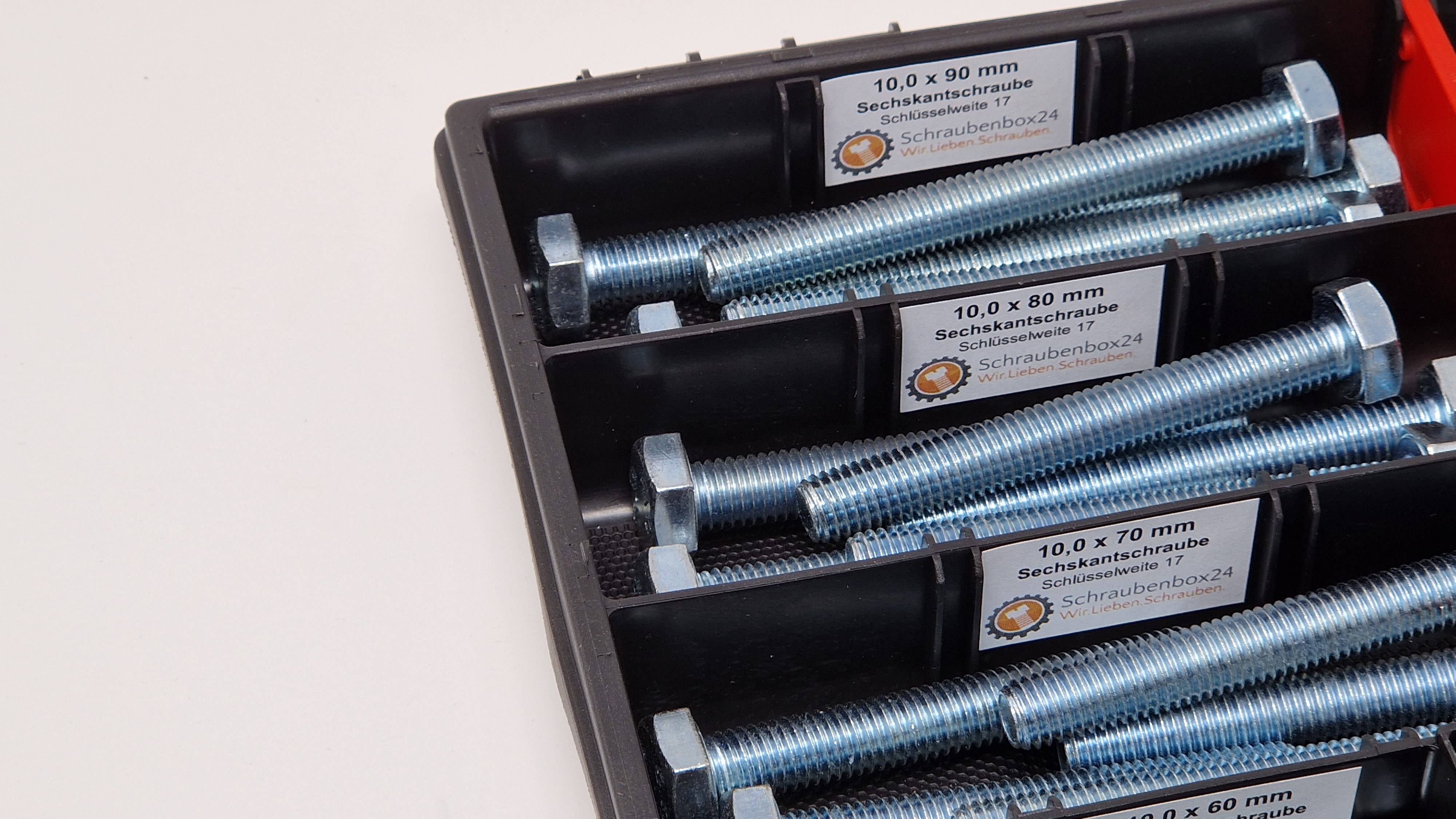 Sechskantschrauben Sortiment M10 //60mm-100mm 40 tlg. Schraubenbox DIN 933