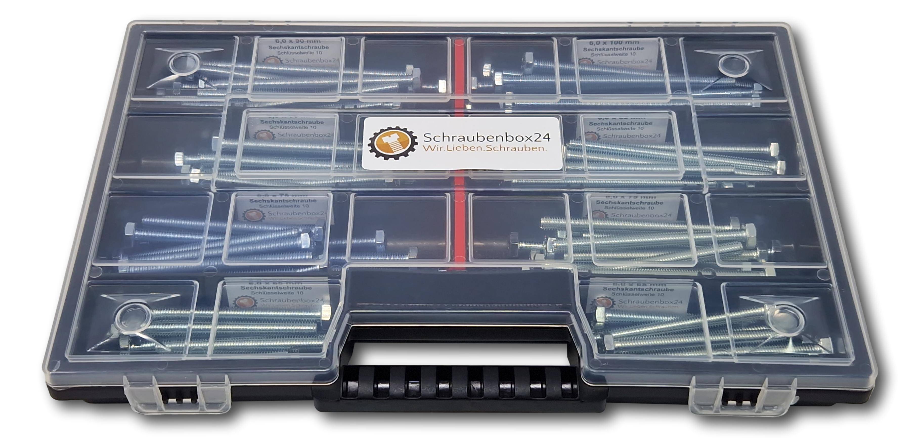 Sechskantschrauben Sortiment M6 // 65mm-100mm 110 tlg Schraubenbox DIN 933/ISO4017