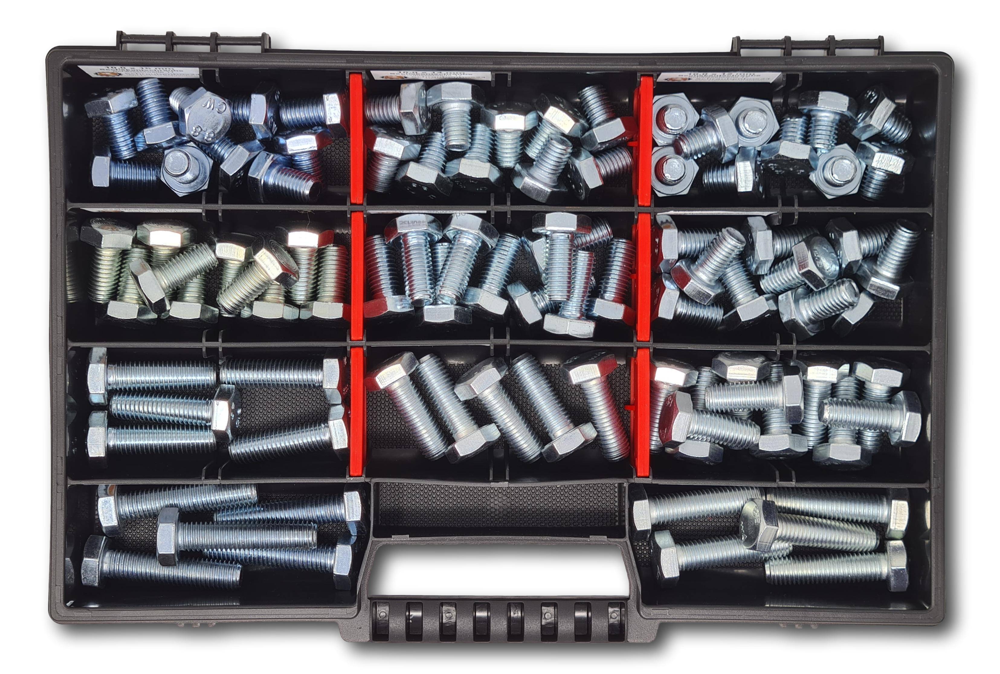 Sechskantschrauben Sortiment M10 // 12mm-45mm 90 tlg. Schraubenbox