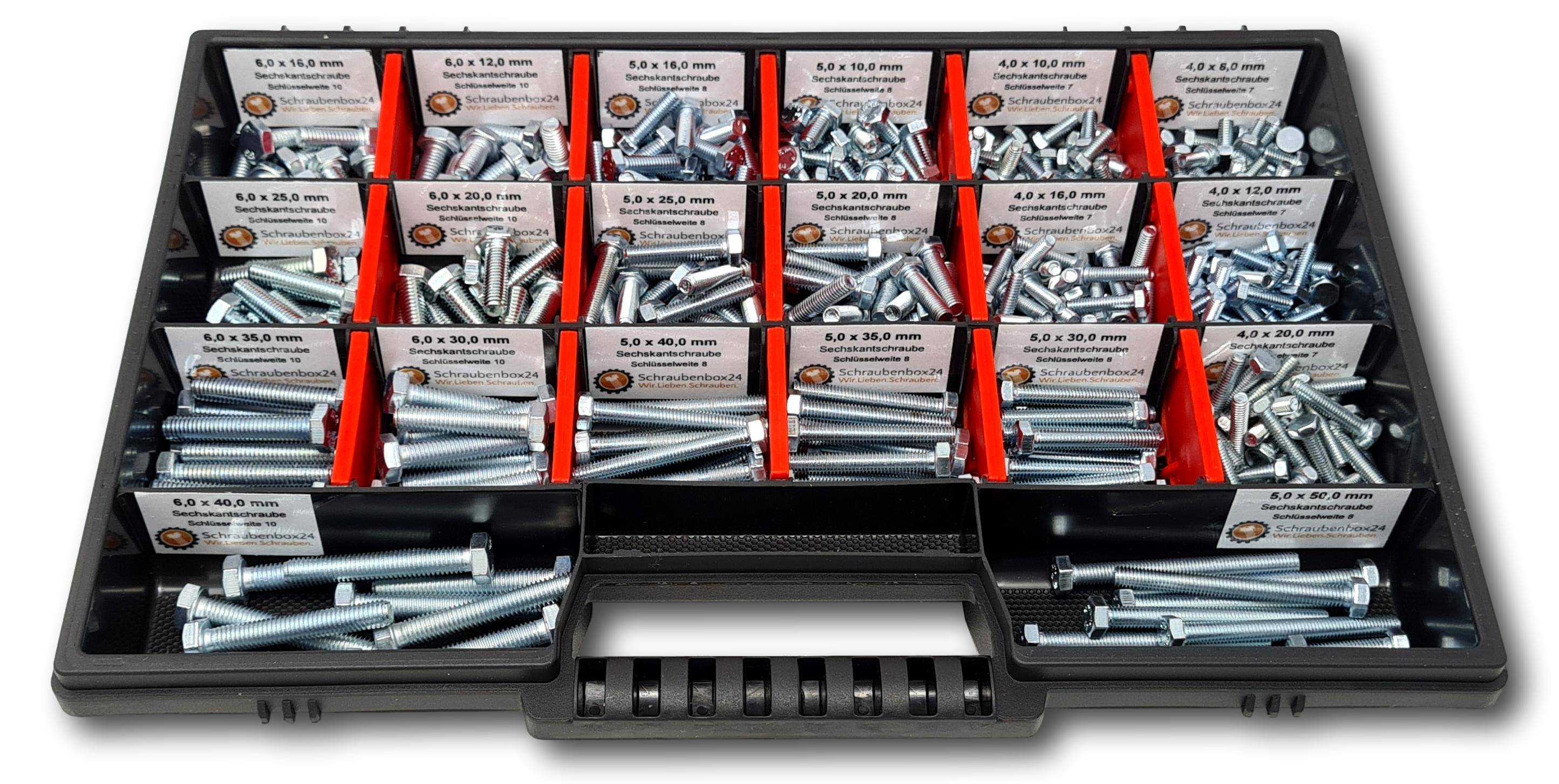 Sechskantschrauben Sortiment M4-M5-M6 // 8mm-50mm 350 tlg. Schraubenbox